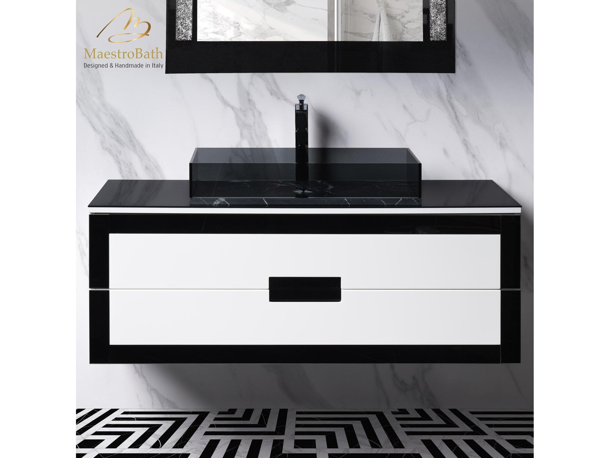 Maestro BathEleganza Luxury Bathroom Vanity  Black And White  48"