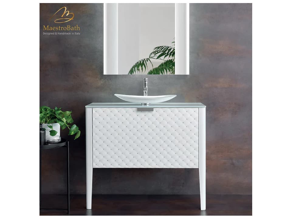 Maestro BathNovella Tatiana Luxury Crystal Swarovski White Vanity