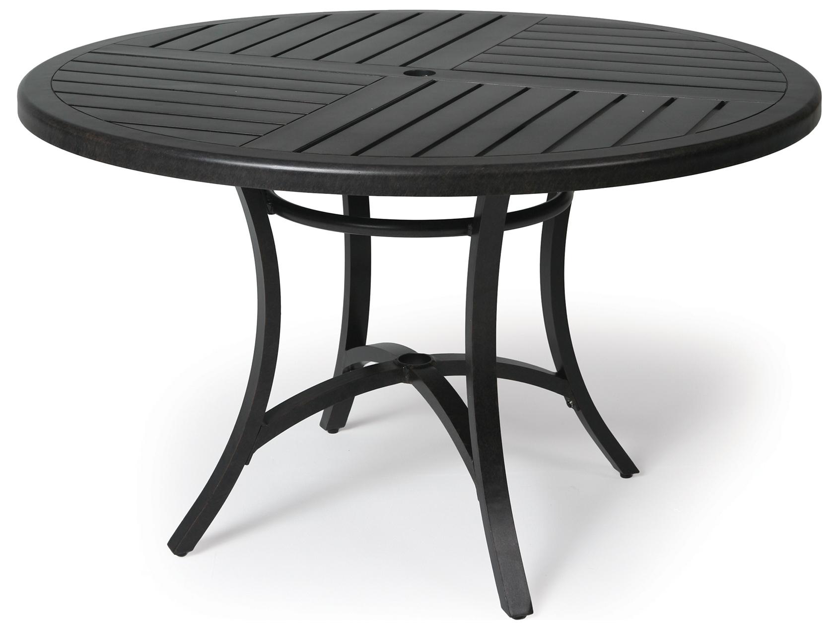 Mallin Fulton Round Outdoor Patio Dining Table with Umbrella Hole