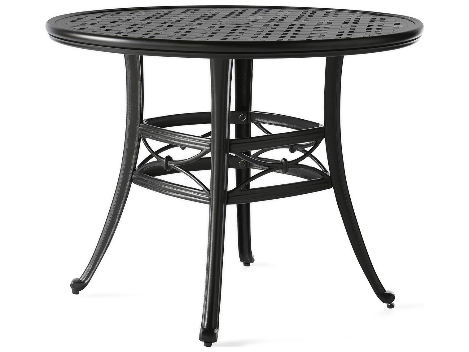 Mallin Napa Tables 9000 Series Cast Aluminum Round Umbrella Hole Outdoor Patio Dining Table