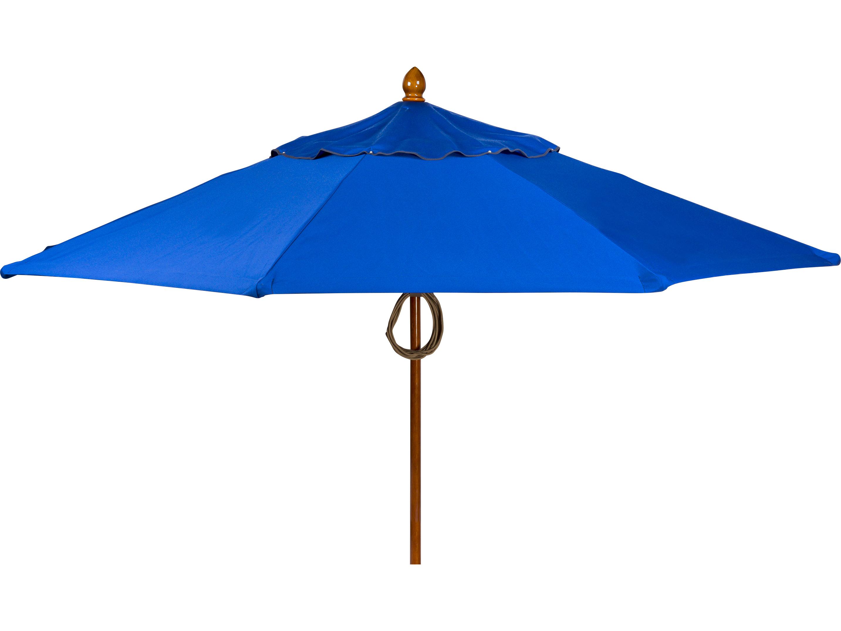Mallin Market Teak Stain Hardwood 9 Foot Octagon Pulley Lift Outdoor Umbrella