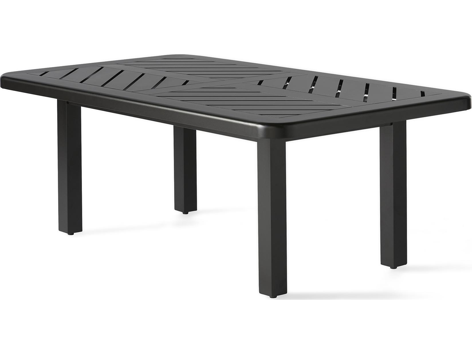 Mallin Trinidad Tables F-top Aluminum Rectangular No Umbrella Hole Outdoor Patio Coffee Table
