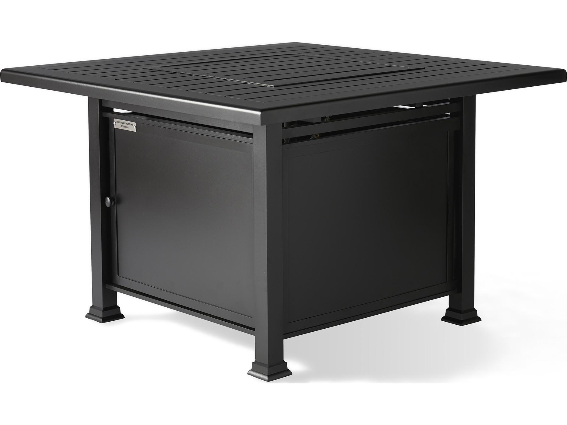 Mallin Pasa Robles Aluminum Square F-Slatted Top Chat Height Outdoor Fire Pit Table