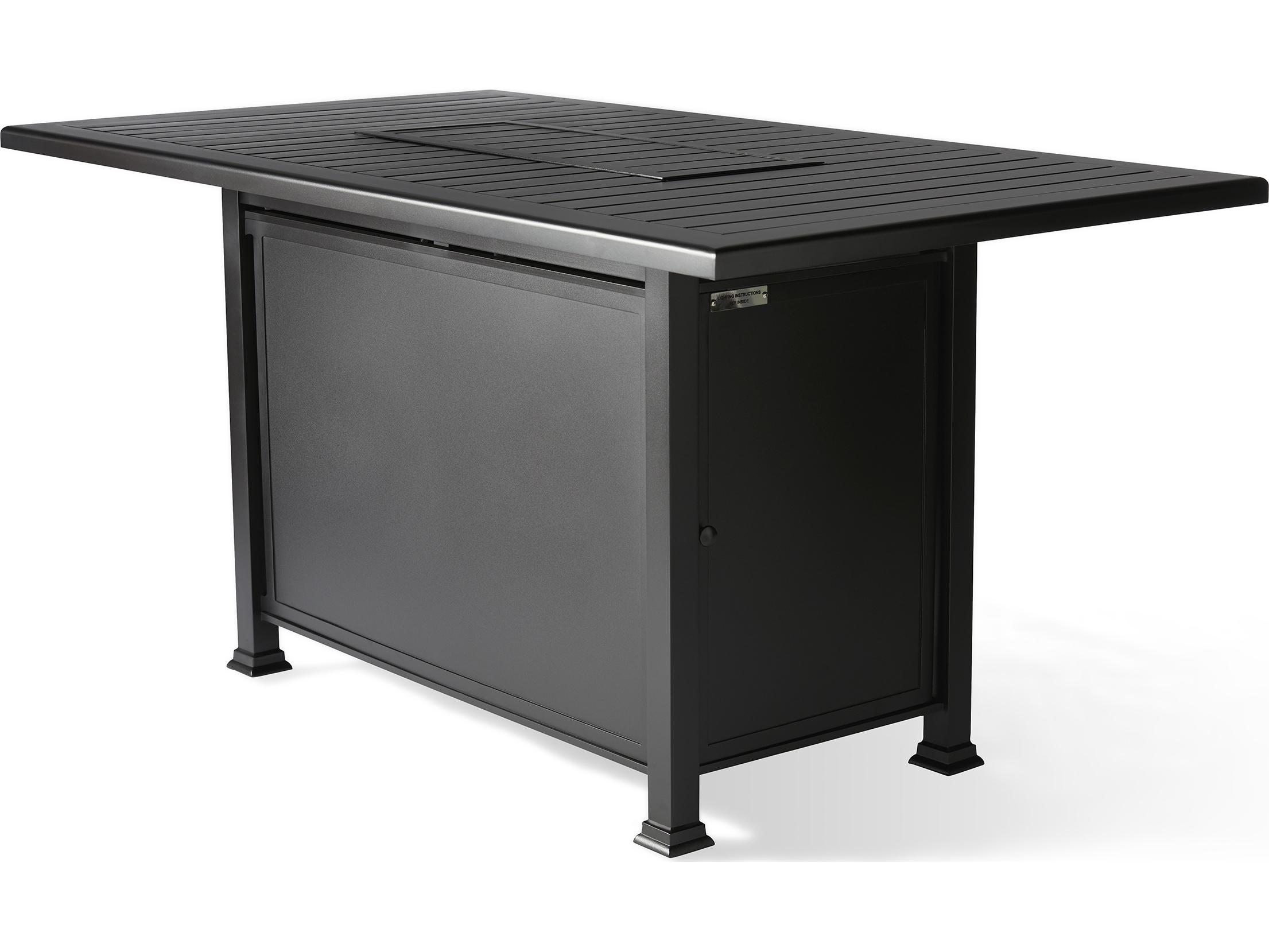 Mallin Pasa Robles Patio Fire Pit Tables F-top Aluminum Rectangular Patio Fire Pit Table