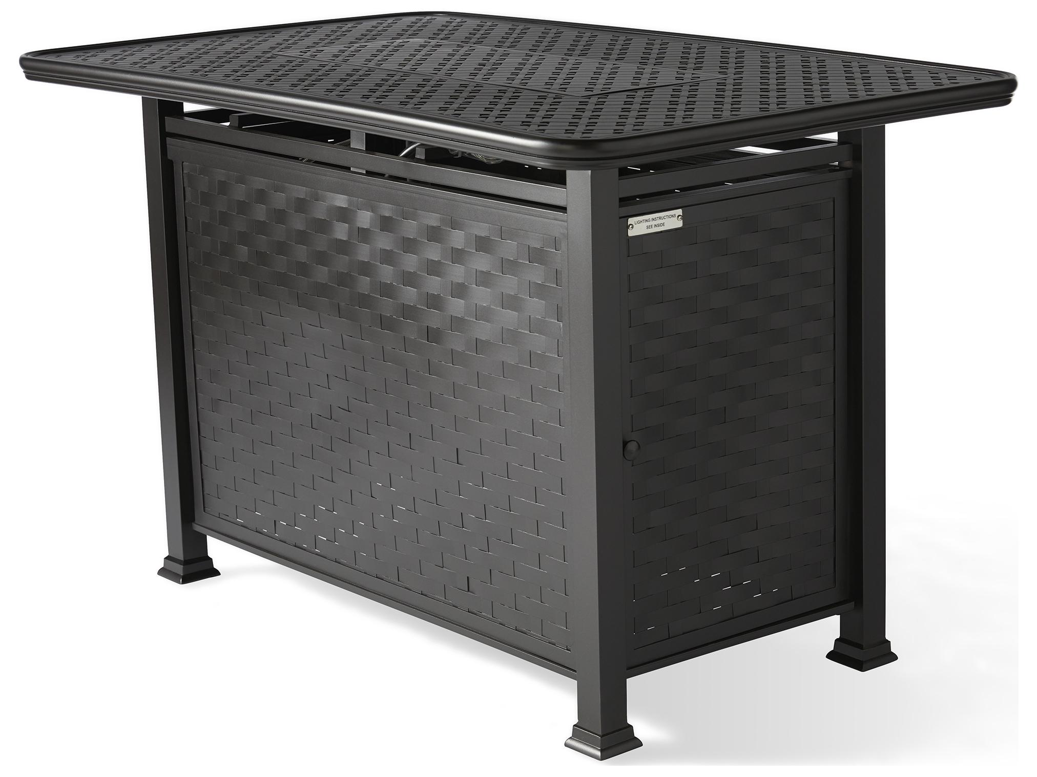 Mallin Cambria Outdoor Patio Fire Pit Tables Cast Aluminum Rectangular Outdoor Patio Fire Pit Table