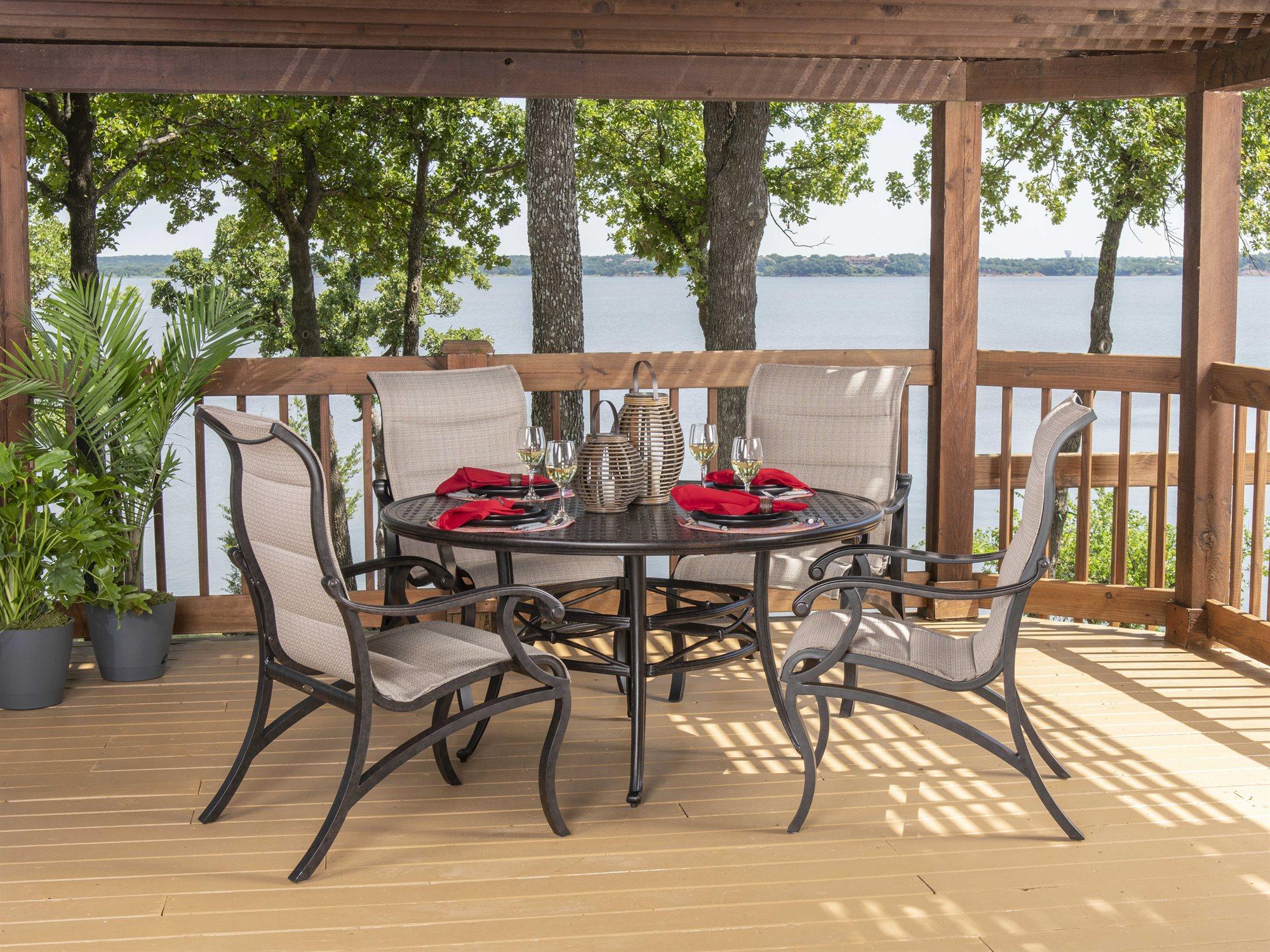 Mallin Volare Padded Sling Cast Aluminum Outdoor Dining Set
