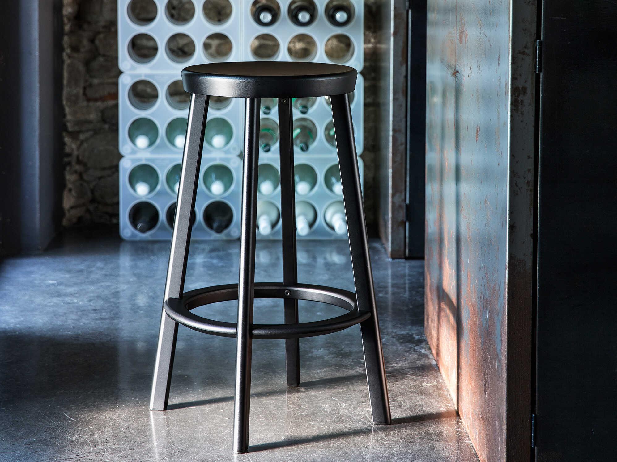 Magis Outdoor Deja-vu Painted Black Aluminum Metal Bar Stool