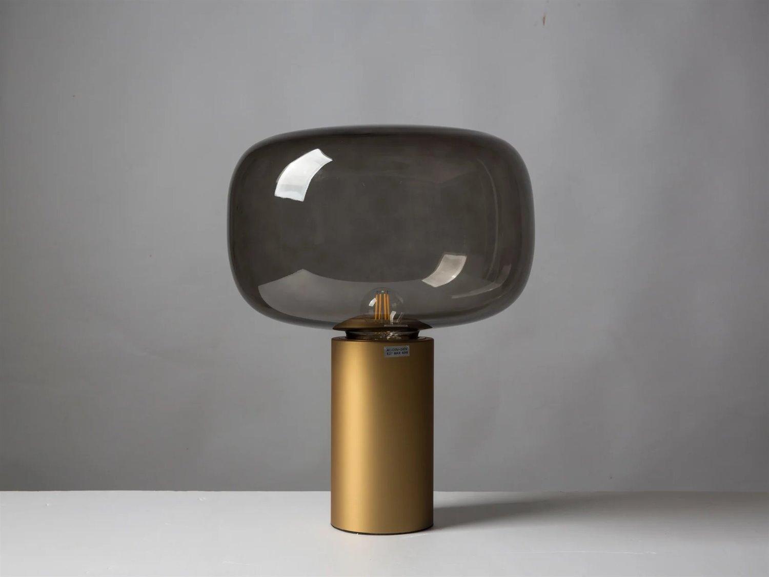 Mobital Glow Smoley Grey Glass Aluminum Gold Table Lamp