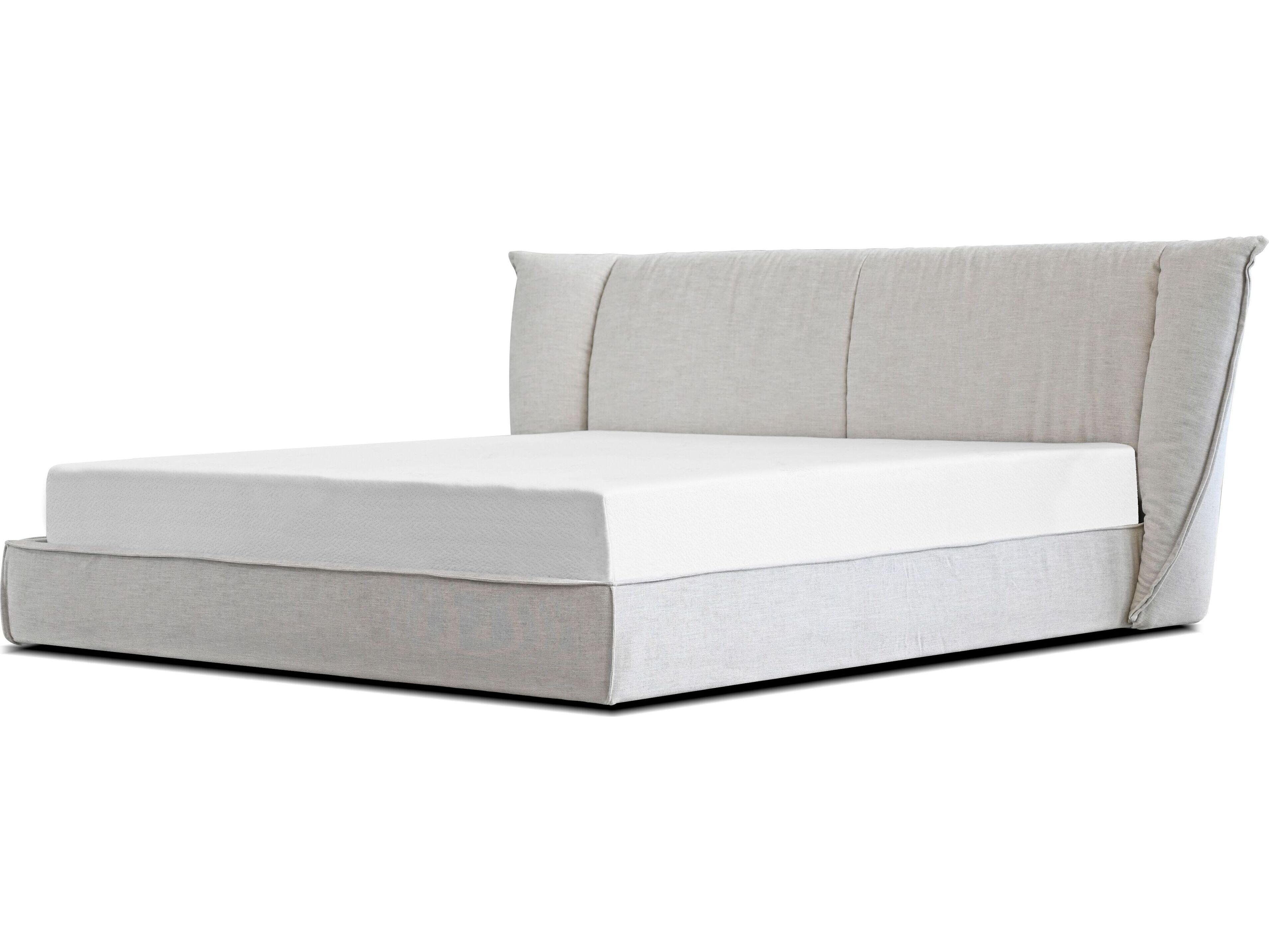 Mobital Aviator Almond Fabric Beige Pine Wood Upholstered King Platform Bed