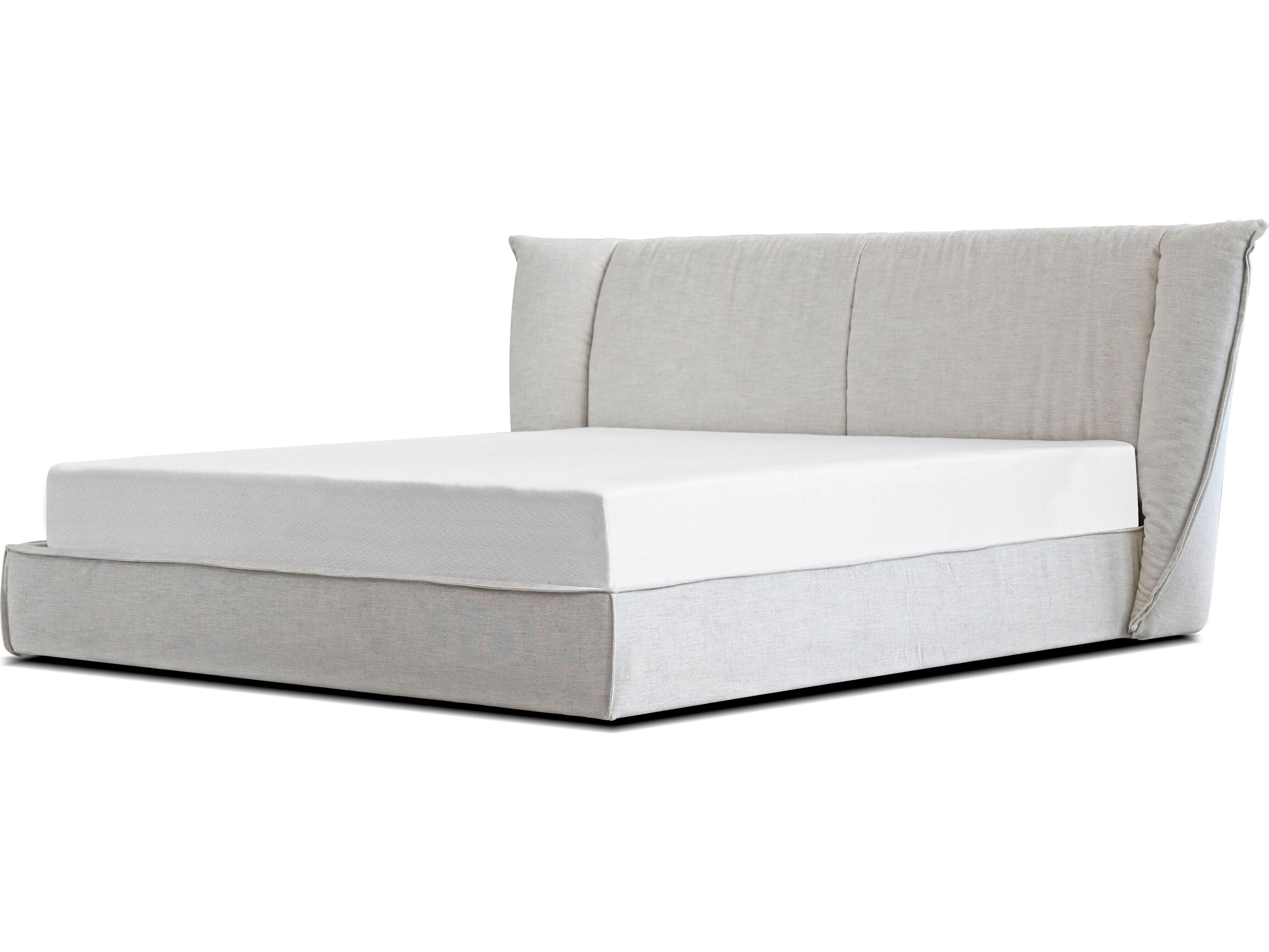 Mobital Aviator Almond Fabric Beige Pine Wood Upholstered Queen Platform Bed