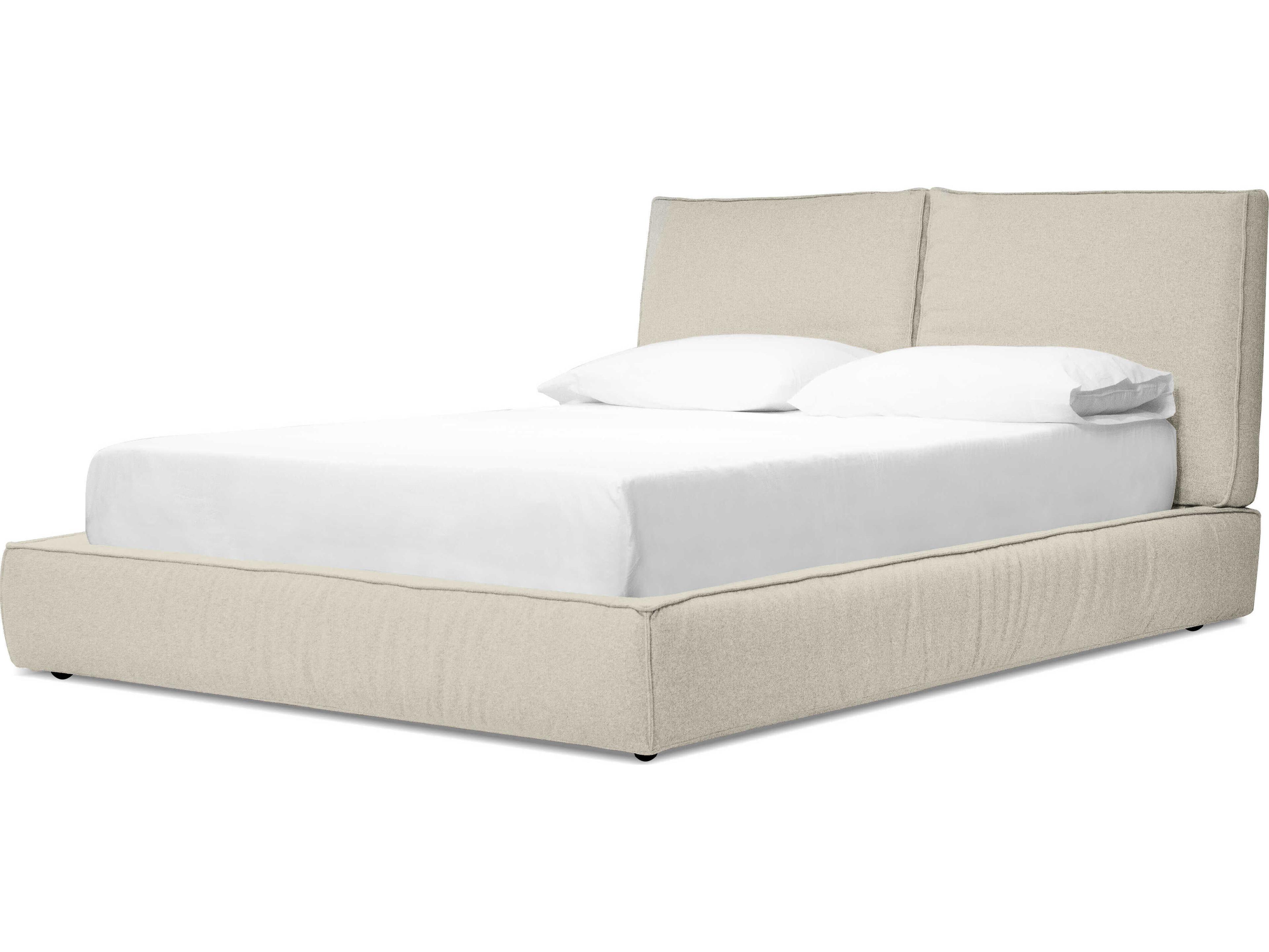 Mobital Bendo Almond Linen Beige Upholstered King Panel Bed