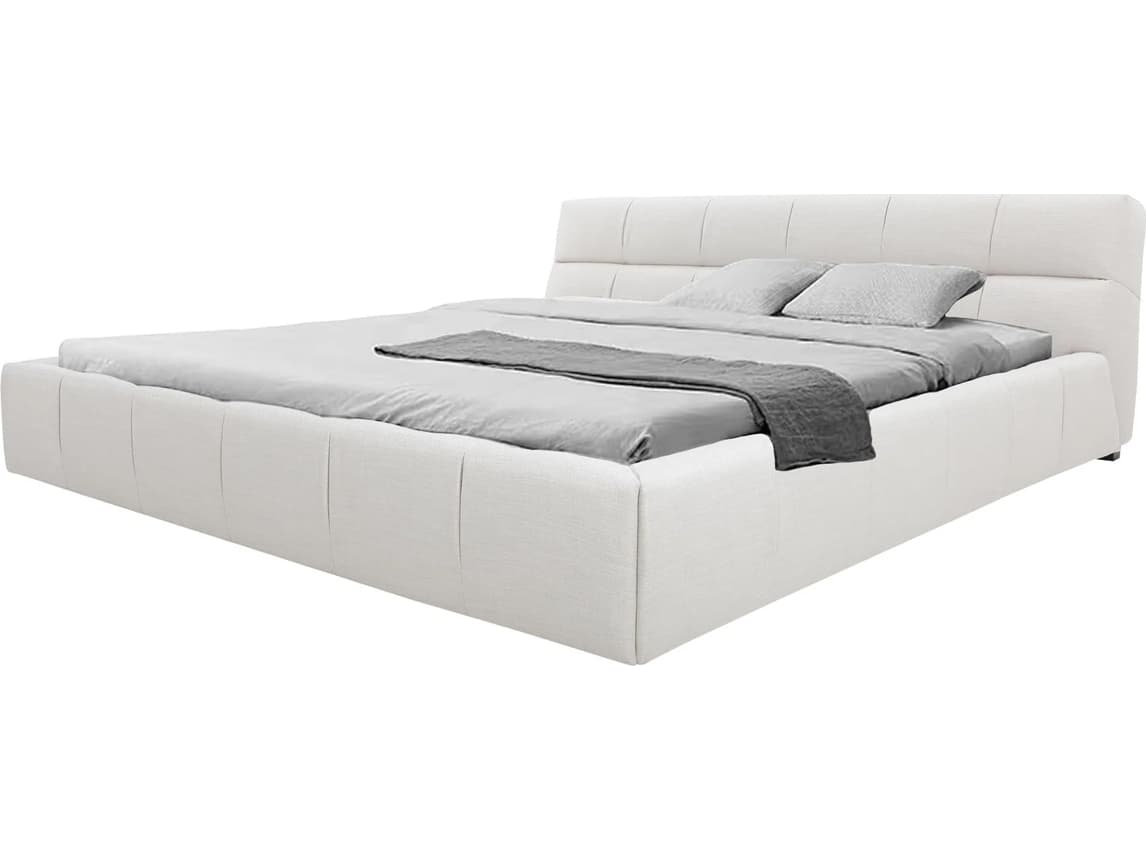 Mobital Bubble White Upholstered Queen Platform Bed