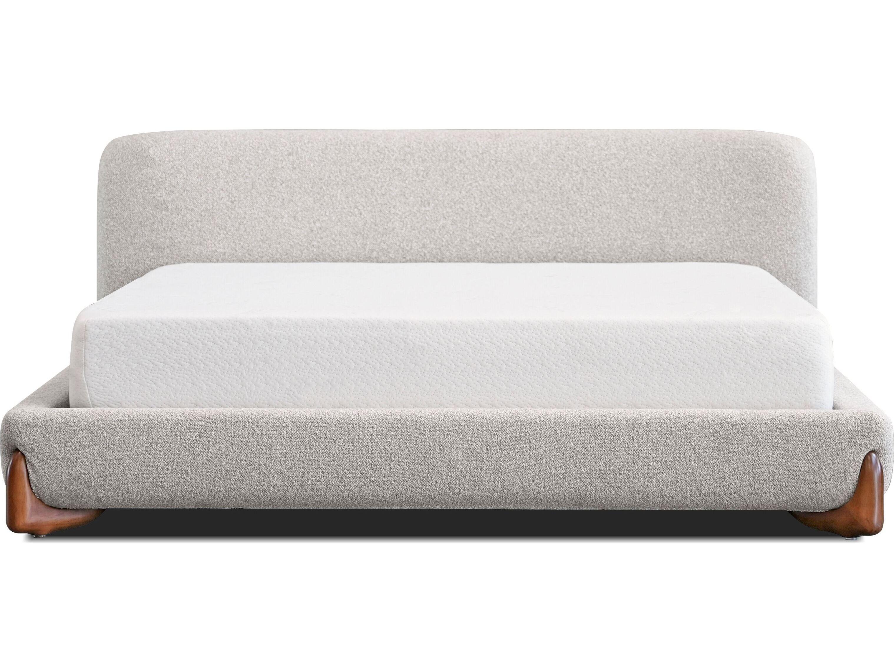 Mobital Mesa Gray Pine Wood Upholstered King Platform Bed