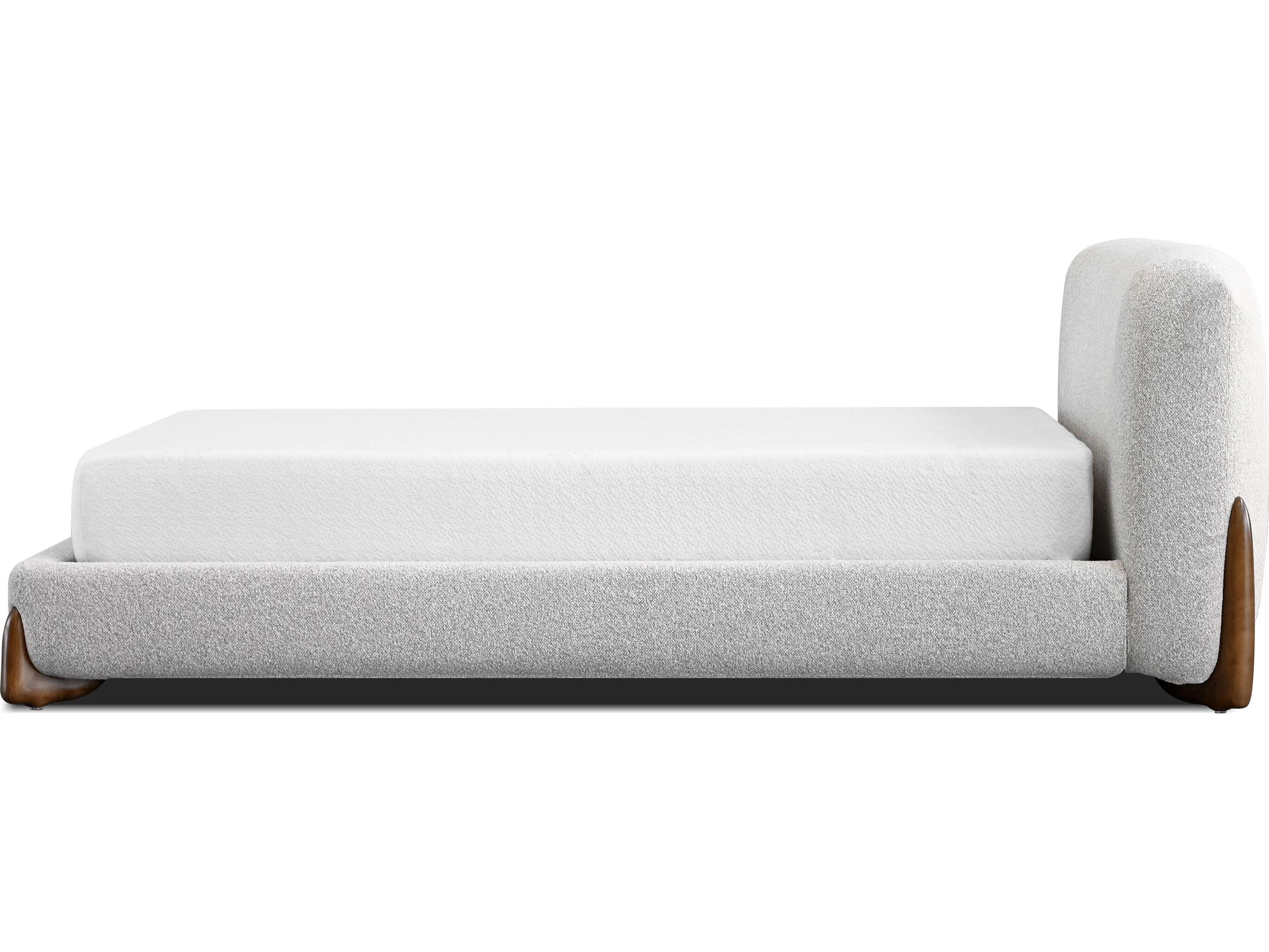 Mobital Mesa Gray Pine Wood Upholstered King Platform Bed