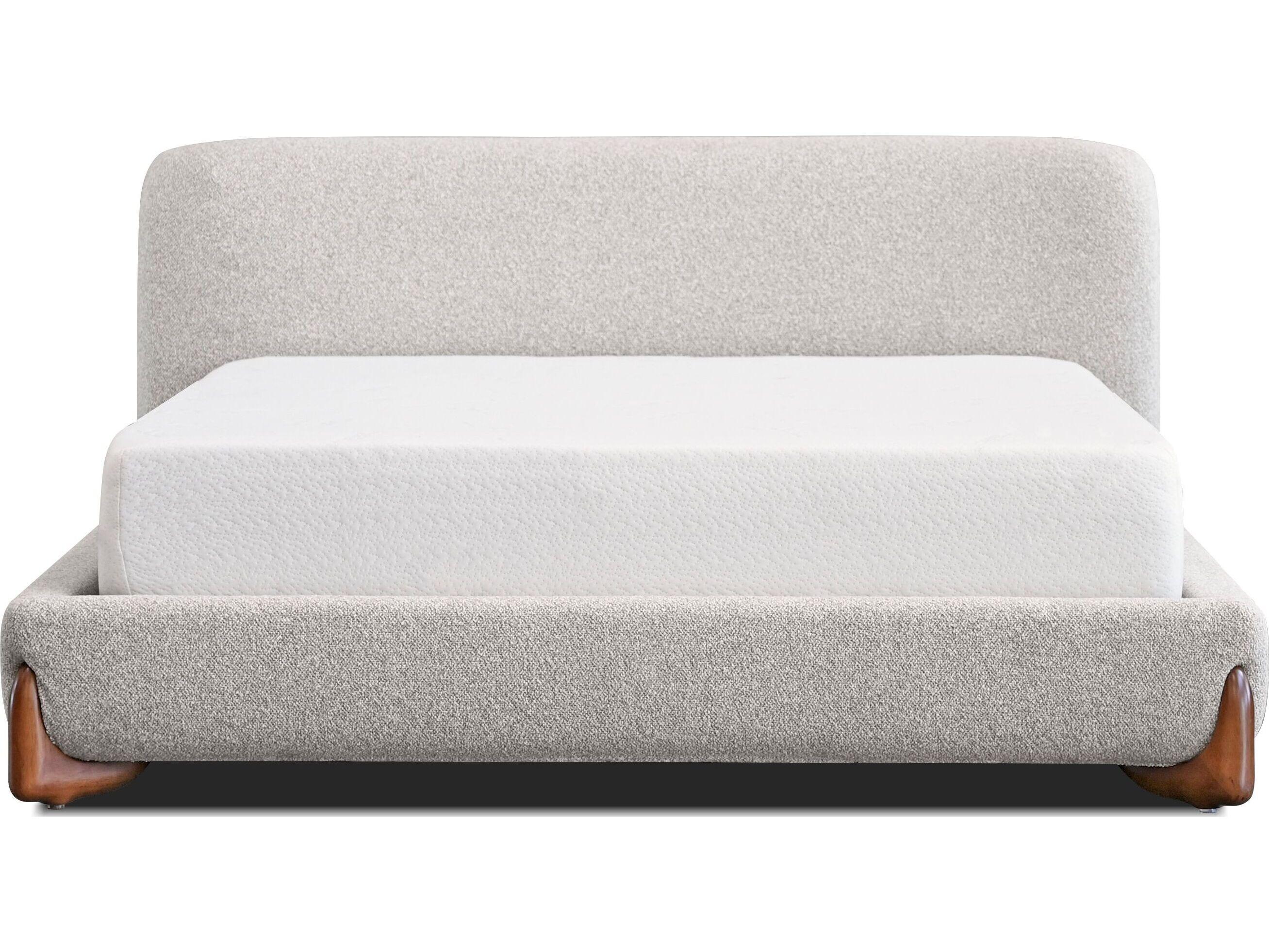 Mobital Mesa Natural Pine Wood Upholstered Queen Platform Bed