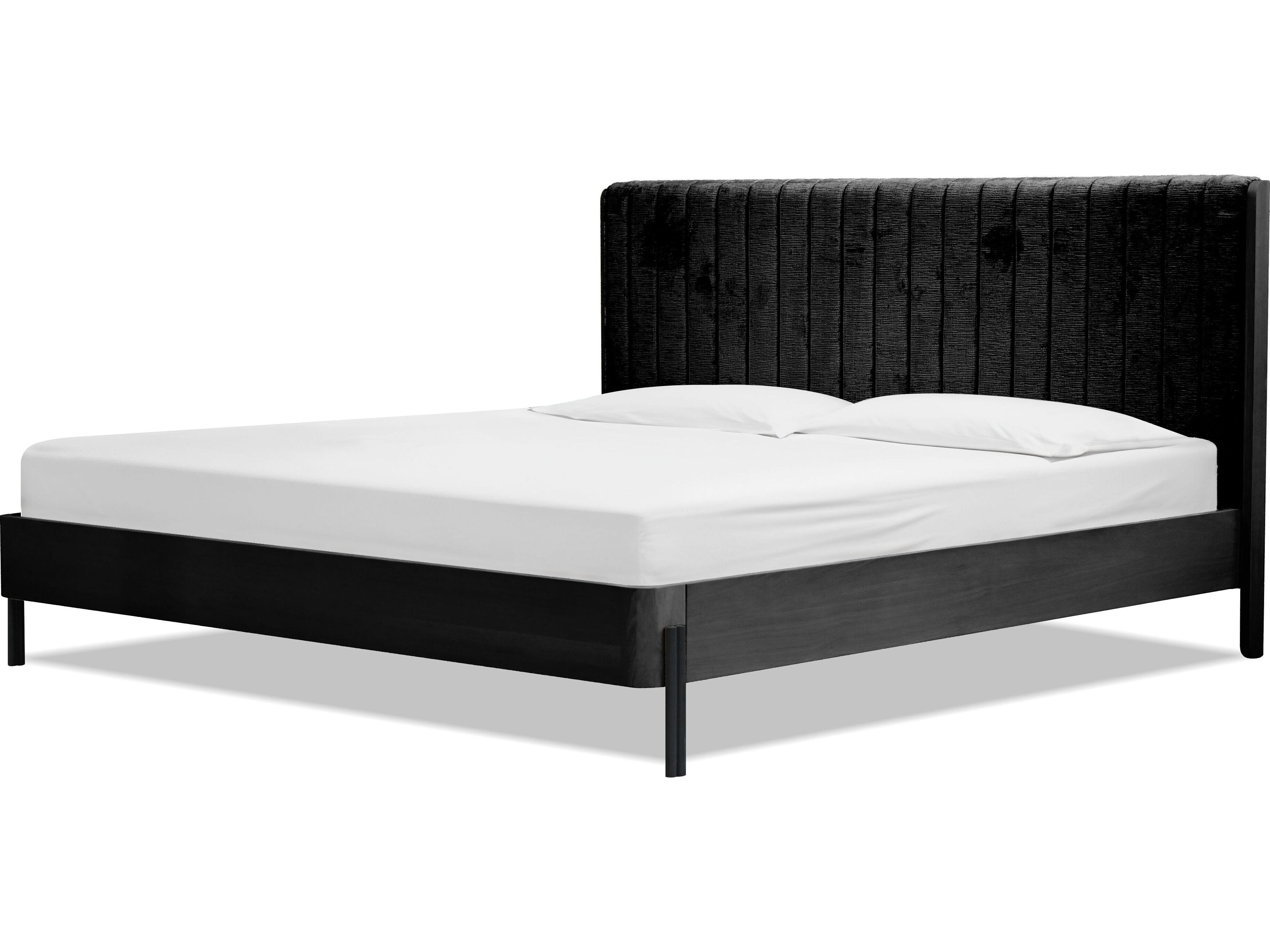 Mobital Nori Black Oak Wood Upholstered King Platform Bed