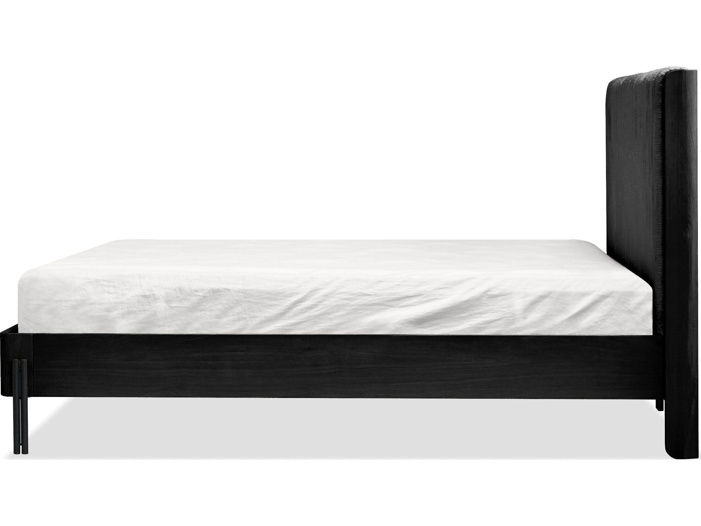 Mobital Nori Black Oak Wood Upholstered King Platform Bed