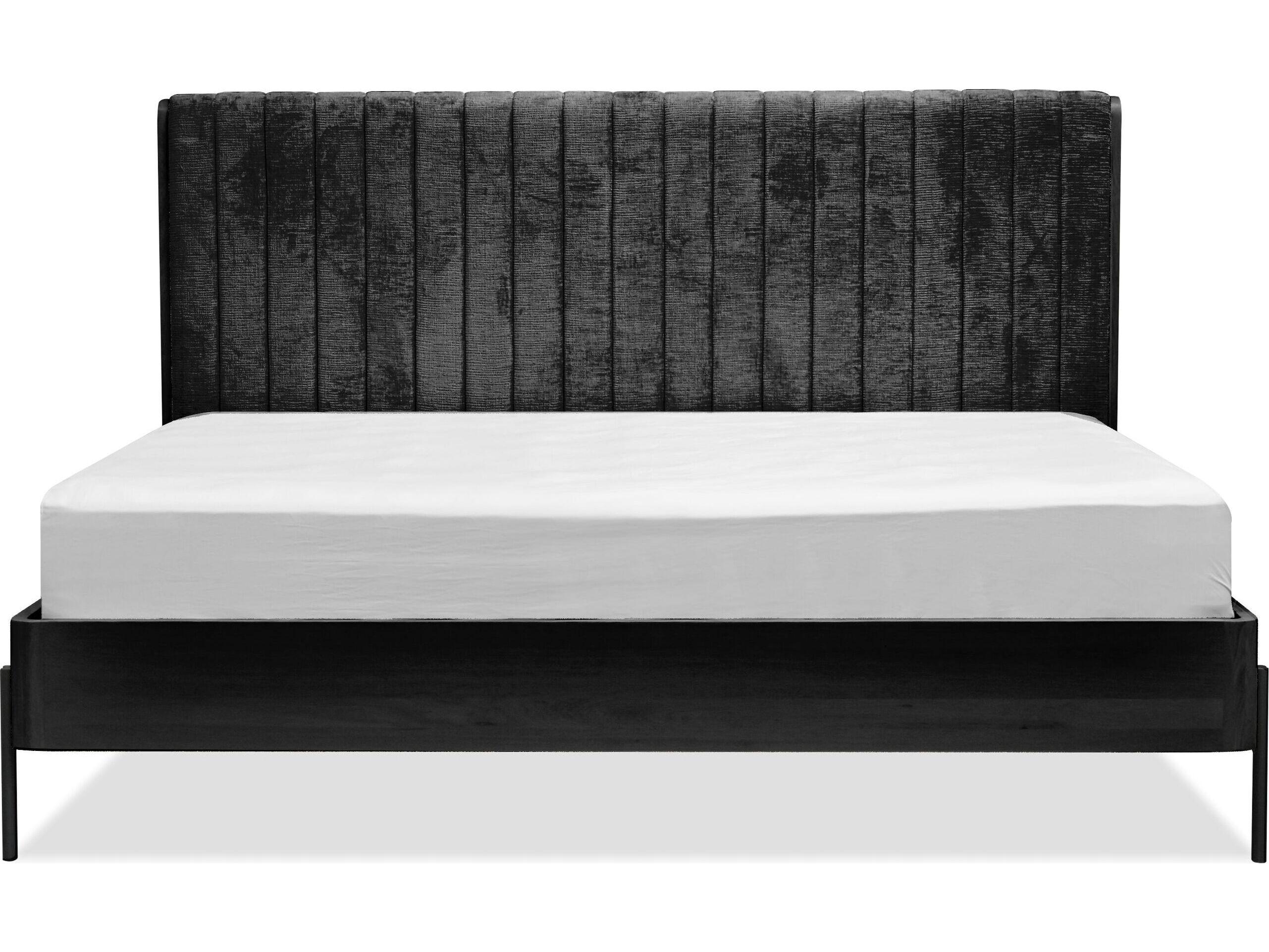 Mobital Nori Black Oak Wood Upholstered Queen Platform Bed