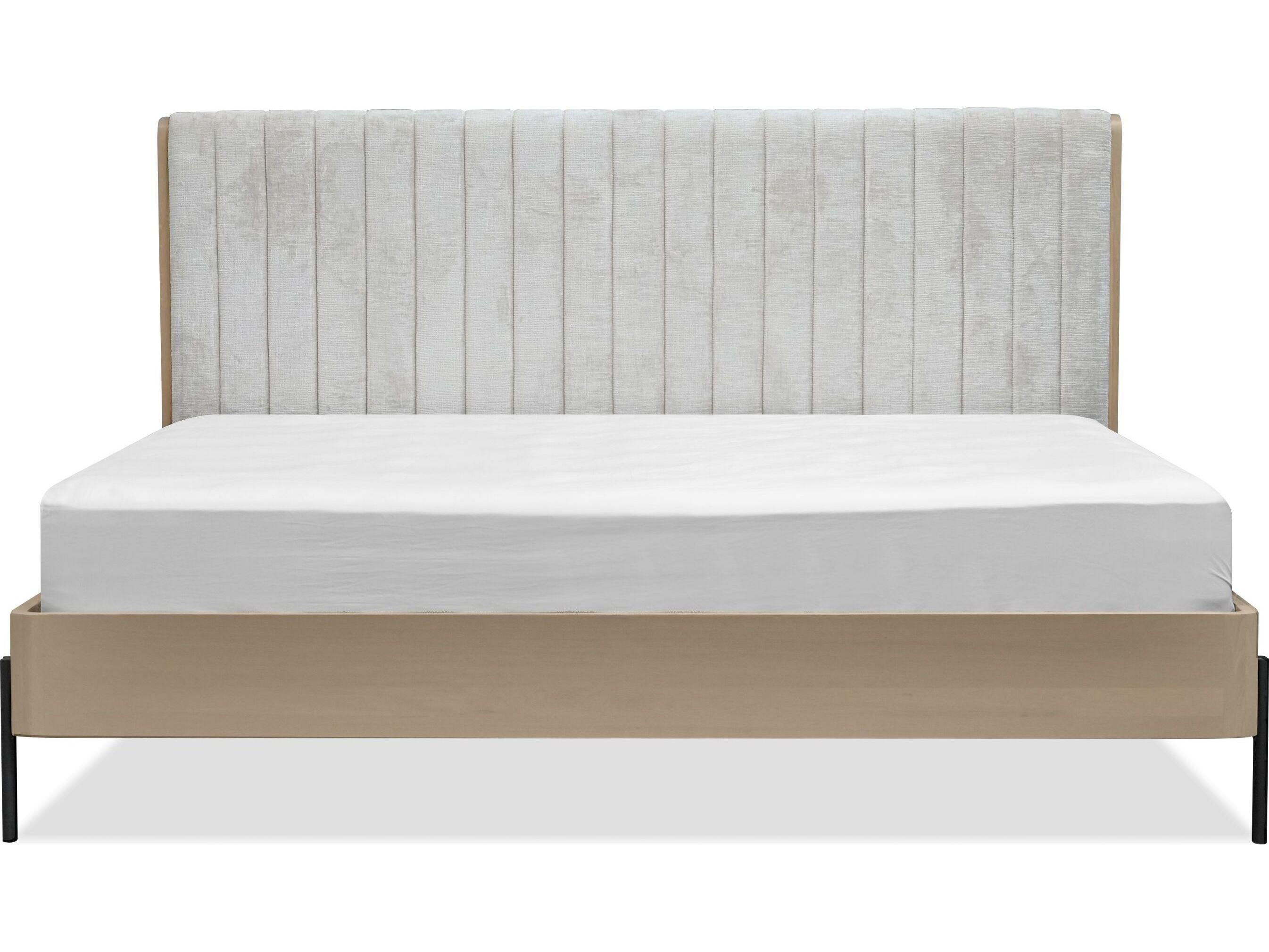 Mobital Nori Natural Oak Wood Upholstered King Platform Bed