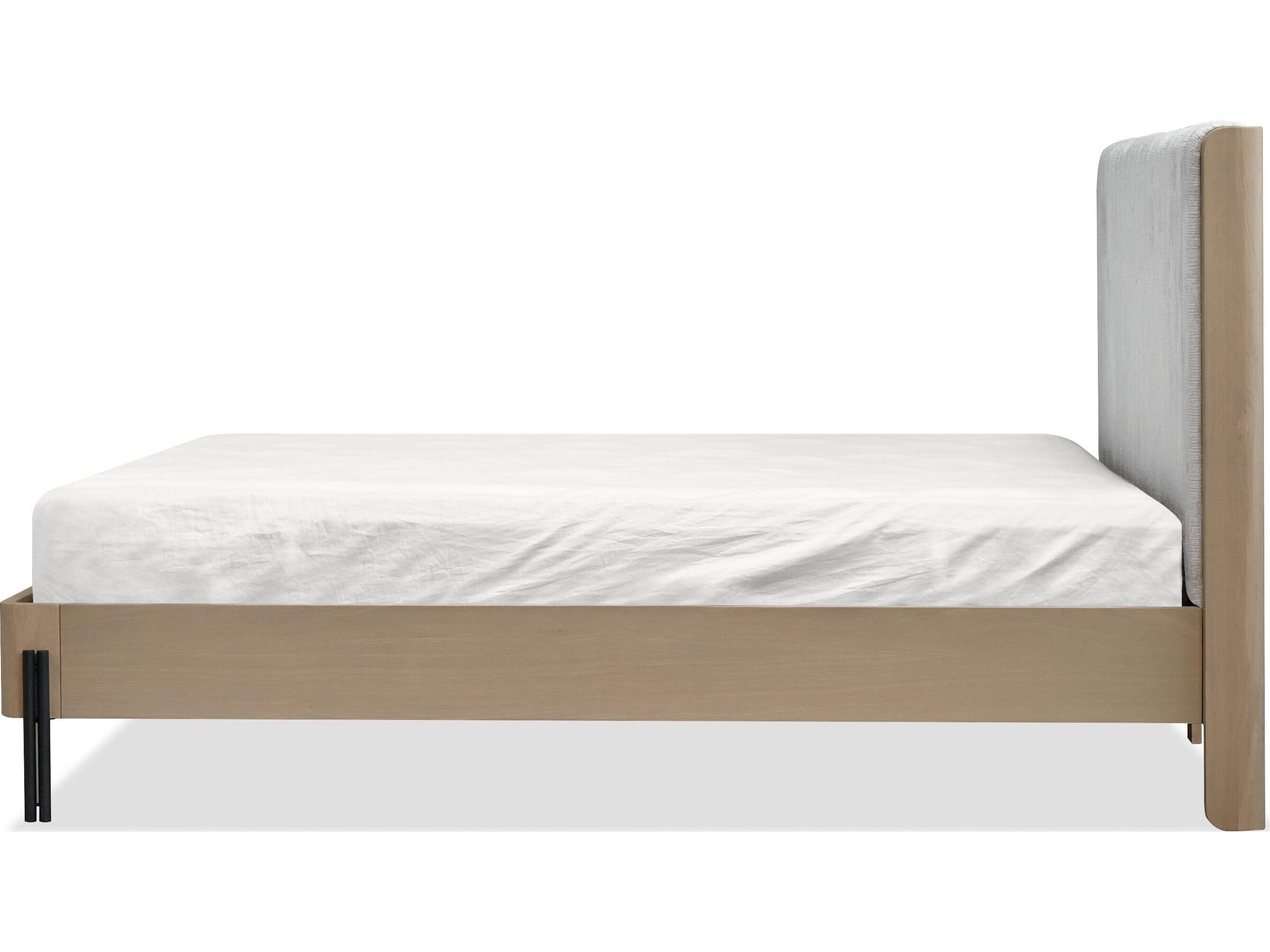 Mobital Nori Natural Oak Wood Upholstered King Platform Bed