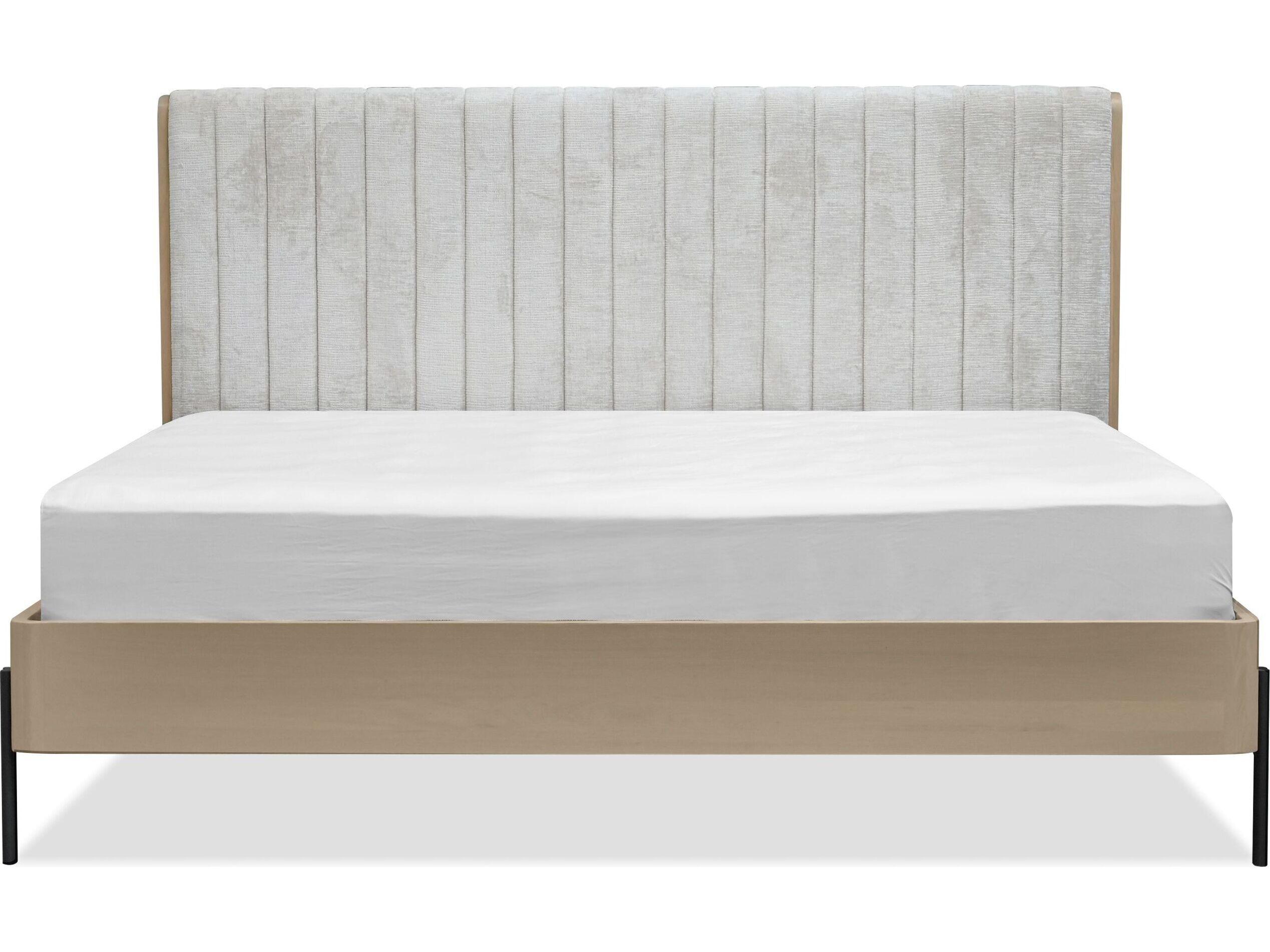 Mobital Nori Natural Oak Wood Upholstered Queen Platform Bed