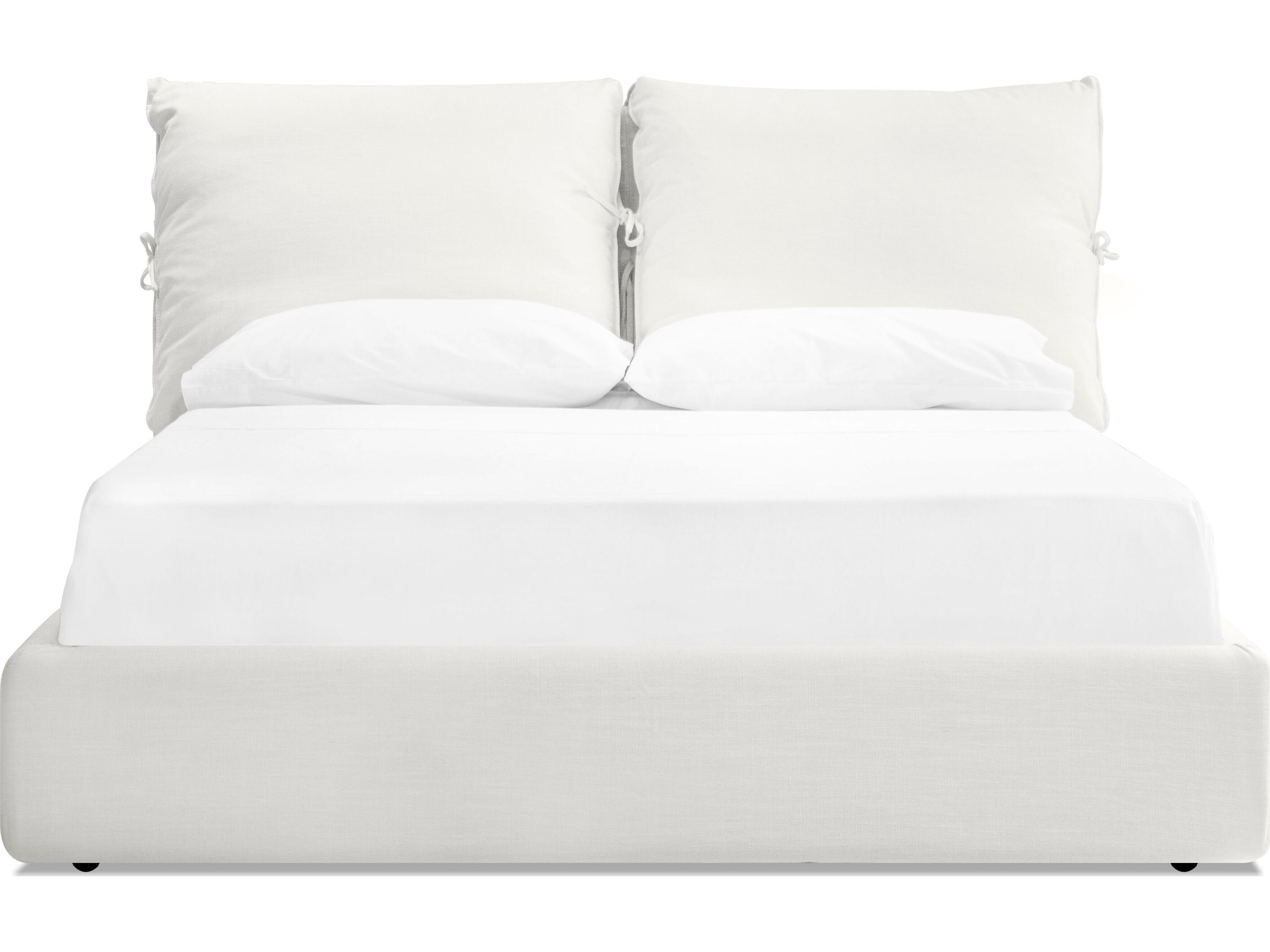 Mobital Plume Alabaster Fabric White Upholstered Queen Platform Bed