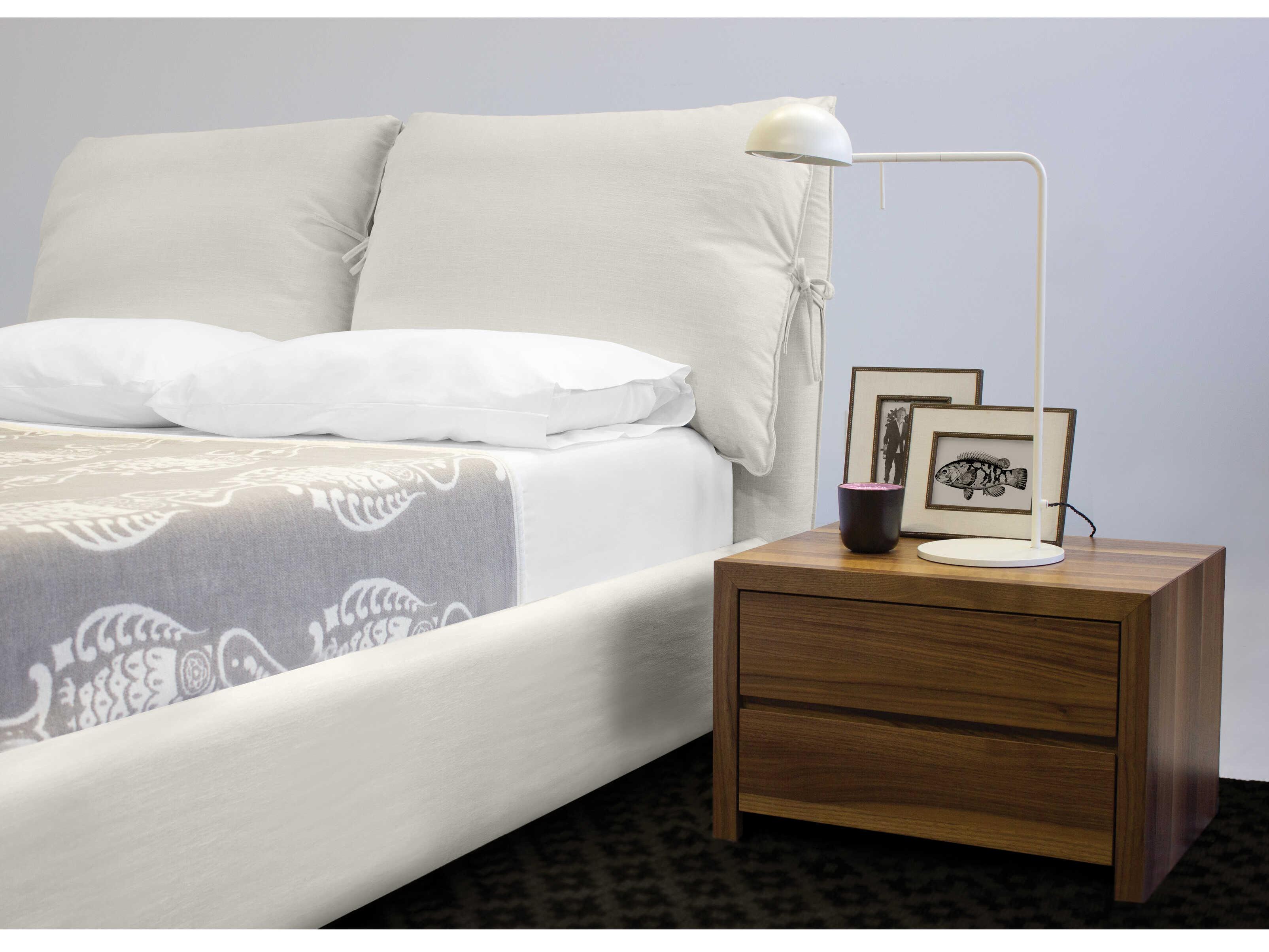 Mobital Plume Cream Linen White Pine Wood Upholstered King Platform Bed