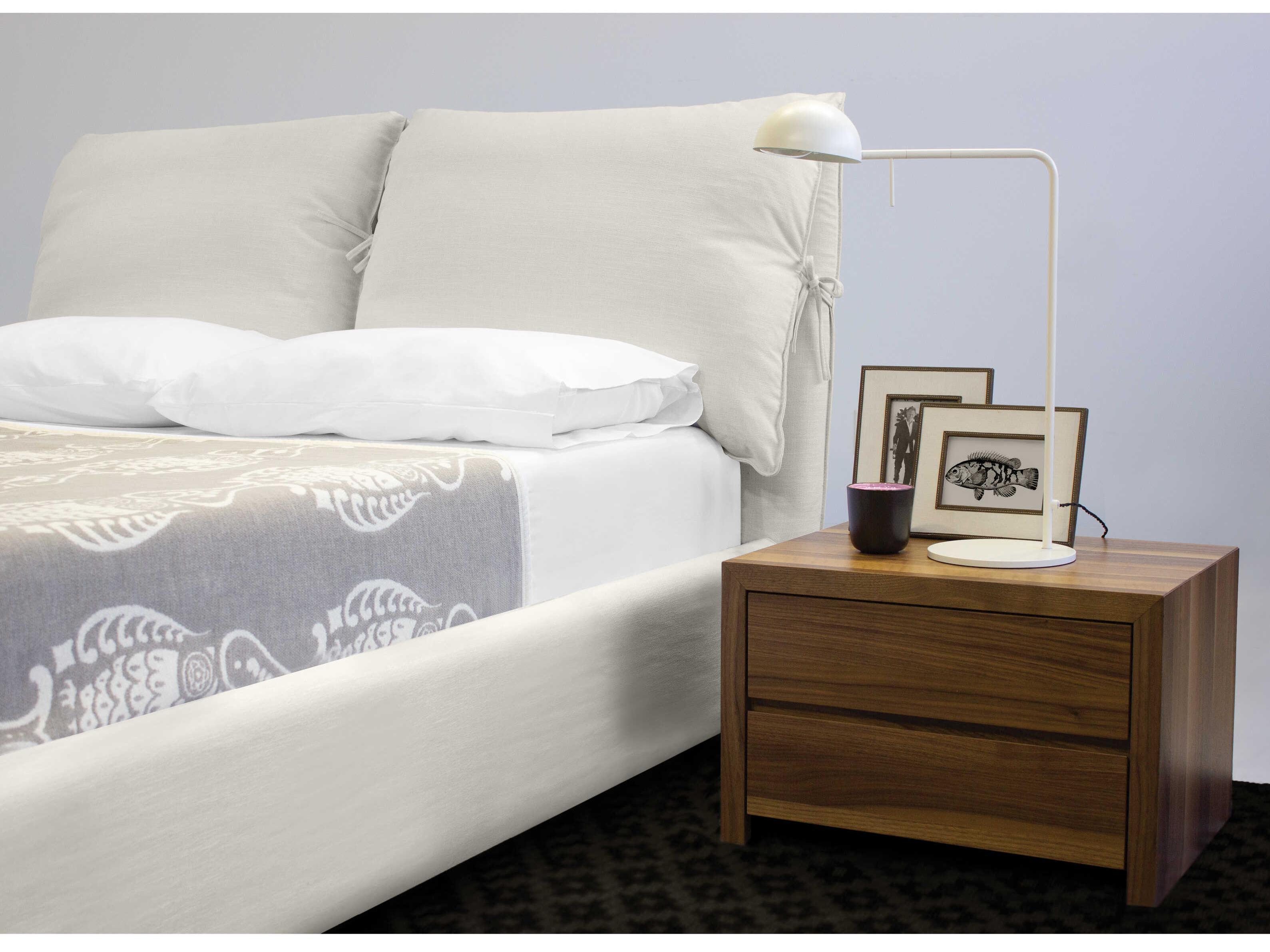 Mobital Plume Cream Linen White Pine Wood Upholstered Queen Platform Bed