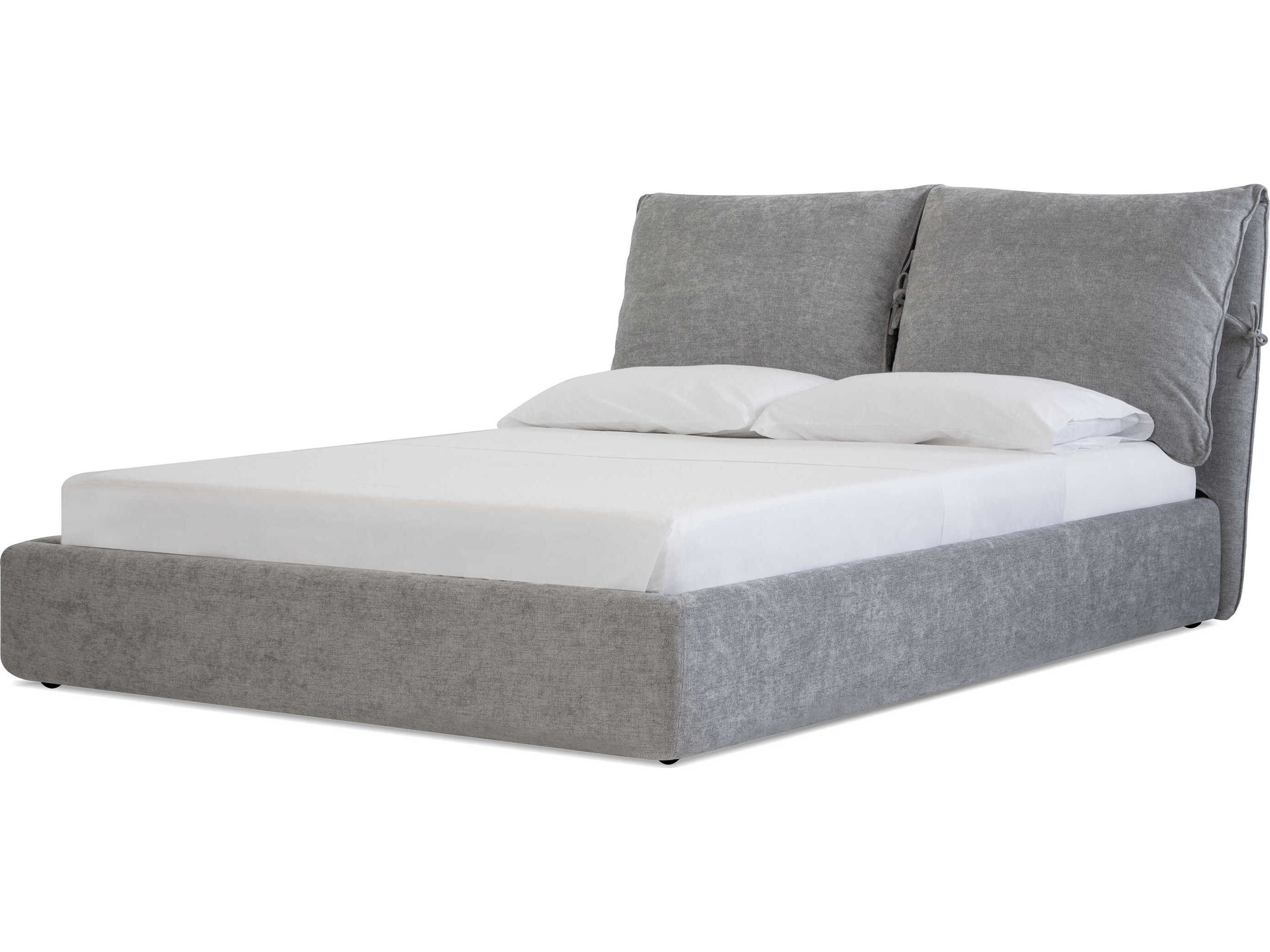 Mobital Plume Heather Grey Chenille Pine Wood Upholstered King Platform Bed