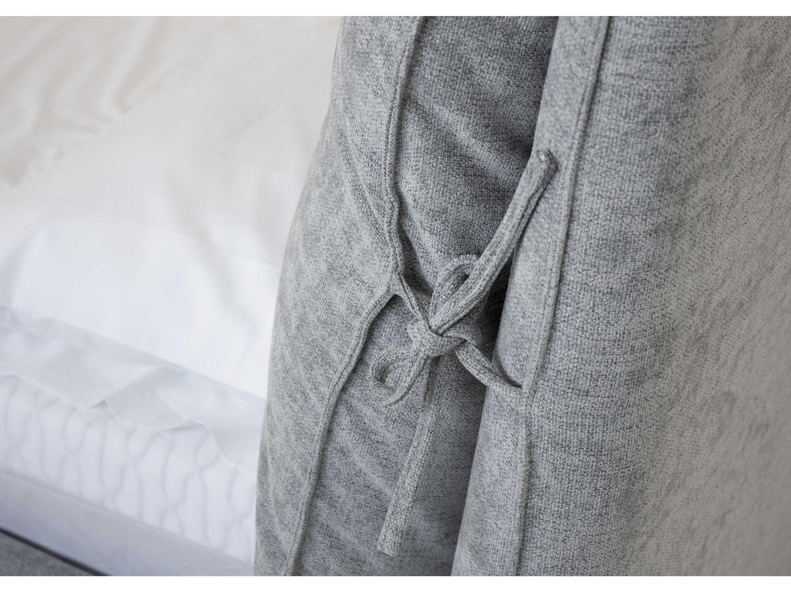 Mobital Plume Heather Grey Chenille Pine Wood Upholstered King Platform Bed