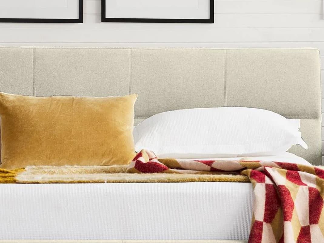 Mobital Reve Gray Pine Wood Upholstered Queen Platform Bed