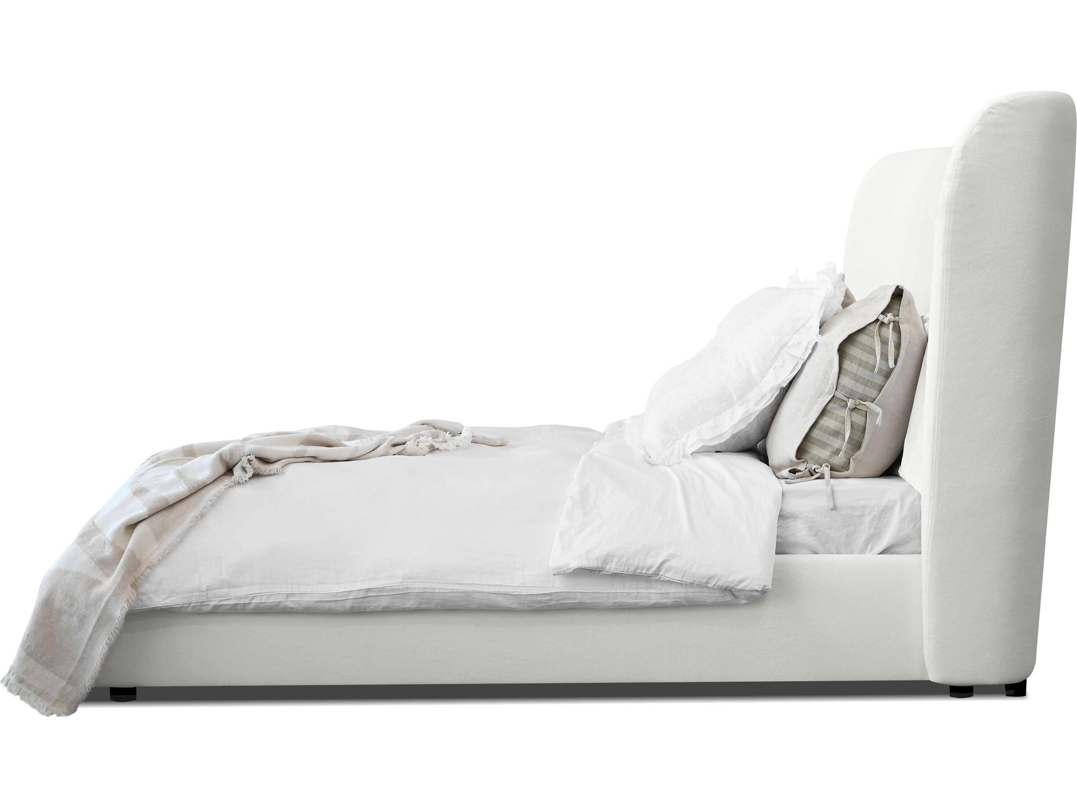 Mobital Rowe White Plywood Upholstered Queen Platform Bed
