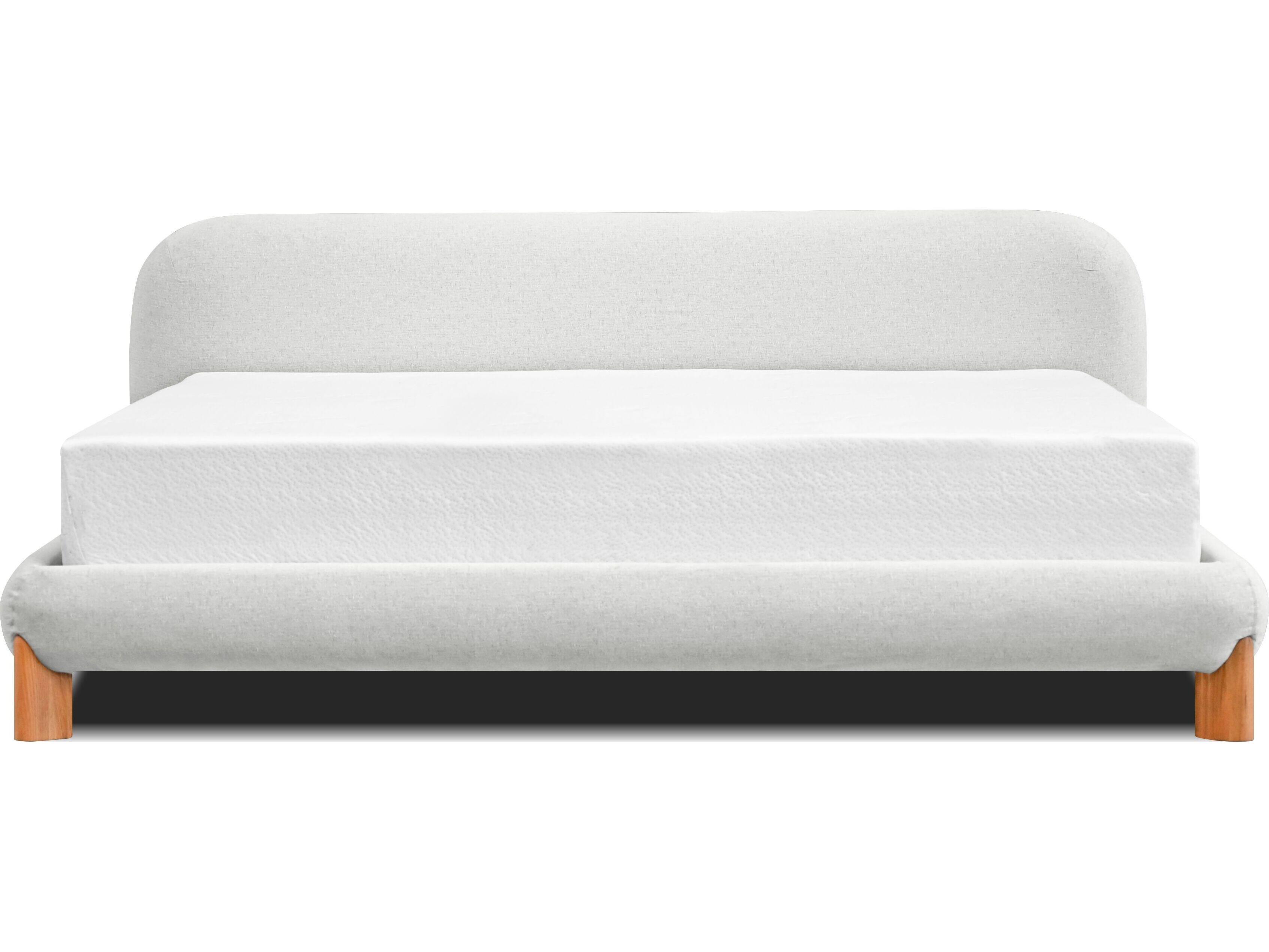 Mobital Rubble White Pine Wood Upholstered King Platform Bed