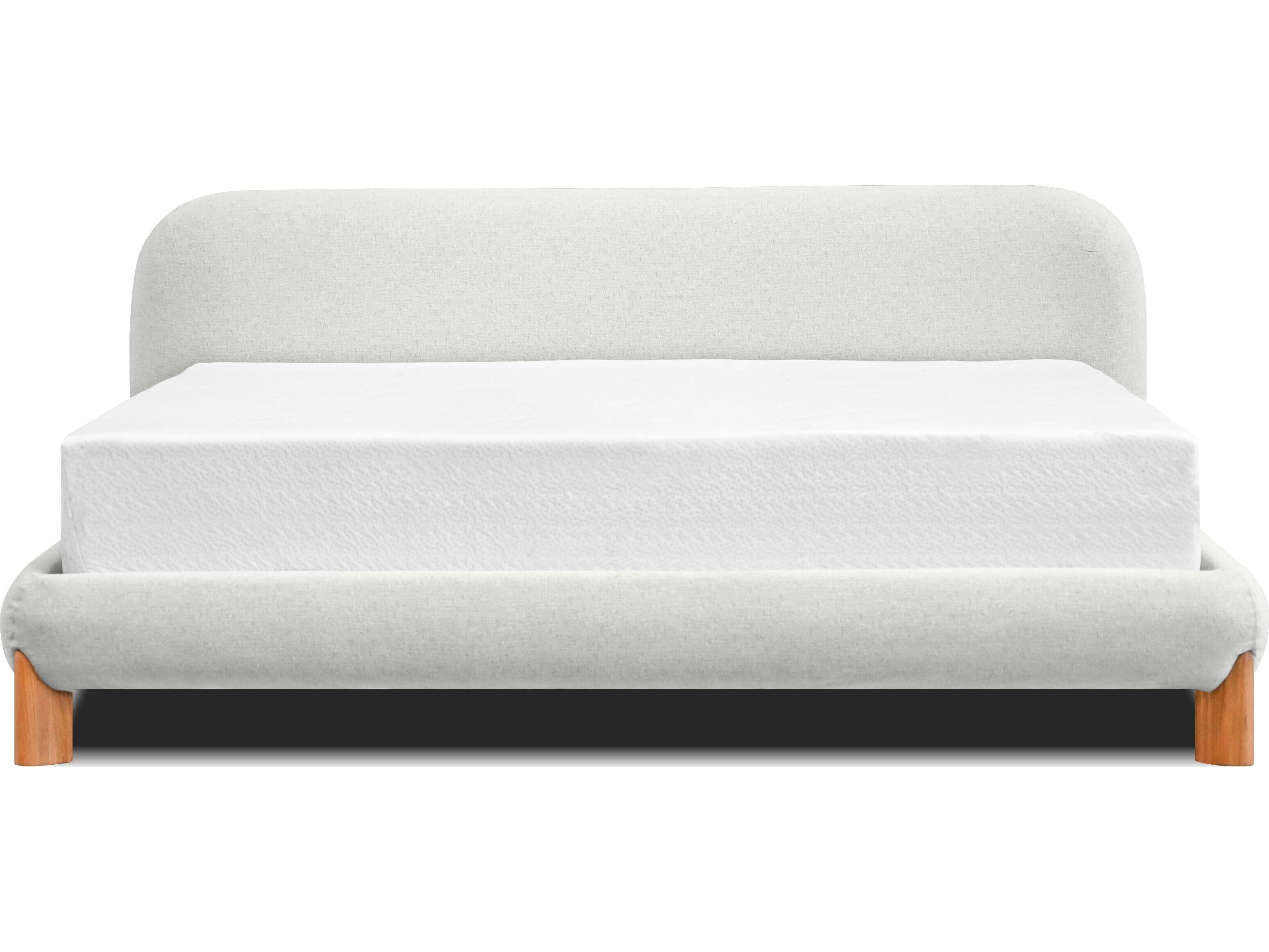 Mobital Rubble White Pine Wood Upholstered Queen Platform Bed