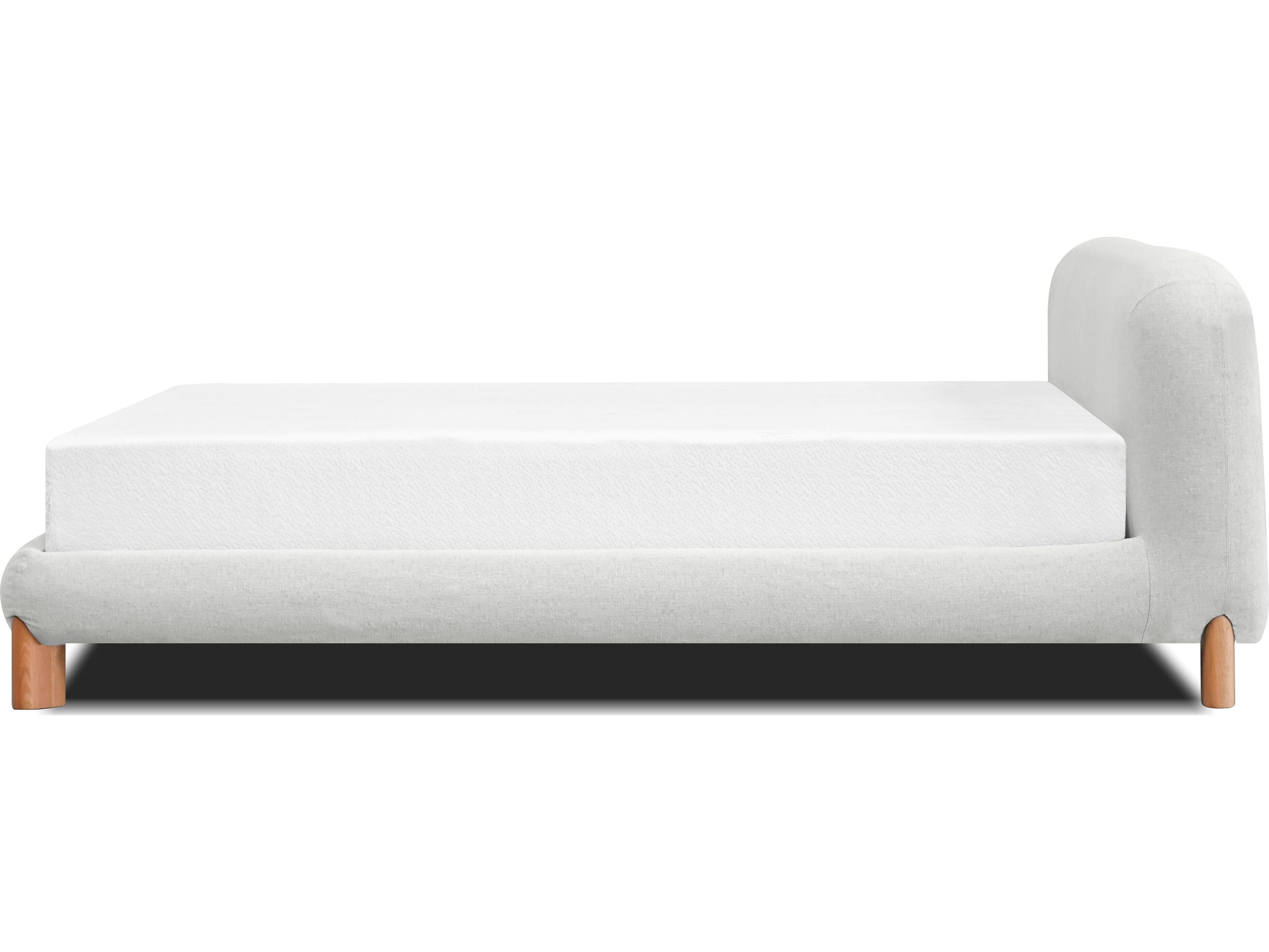 Mobital Rubble White Pine Wood Upholstered Queen Platform Bed