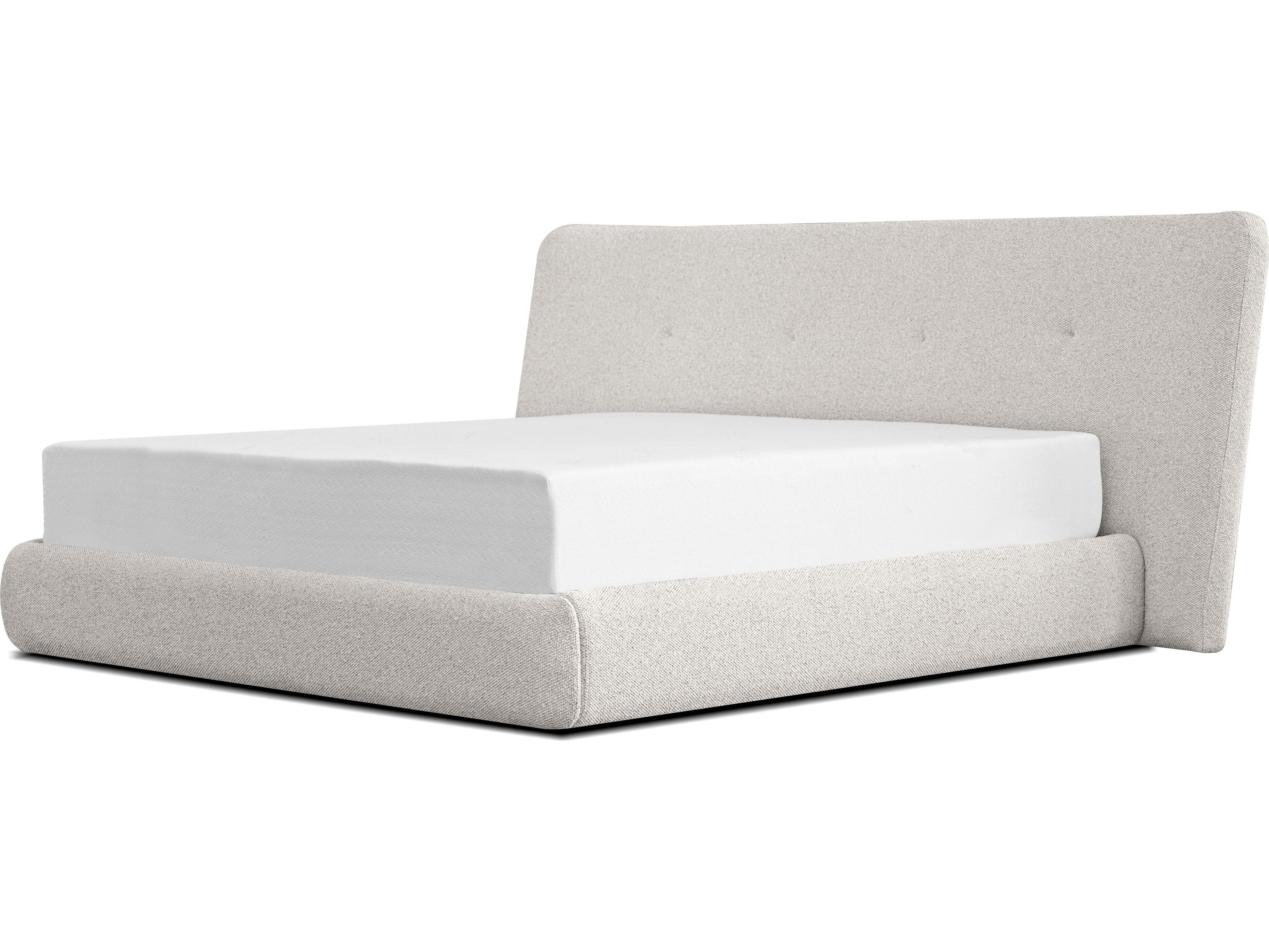 Mobital Sensu Gellar Marble Nubbly Fabric Gray Pine Wood Upholstered King Platform Bed