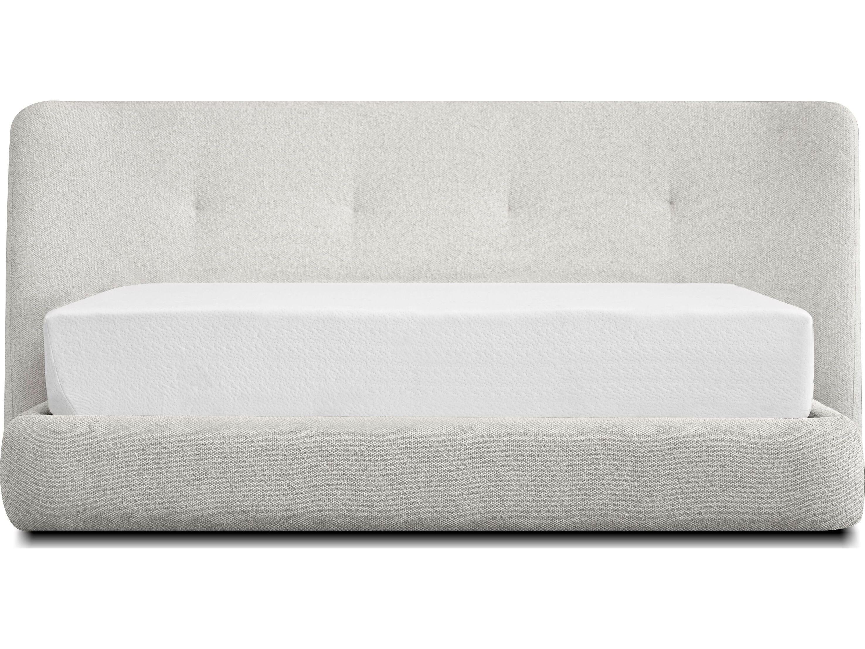 Mobital Sensu Gellar Marble Nubbly Fabric Gray Pine Wood Upholstered King Platform Bed