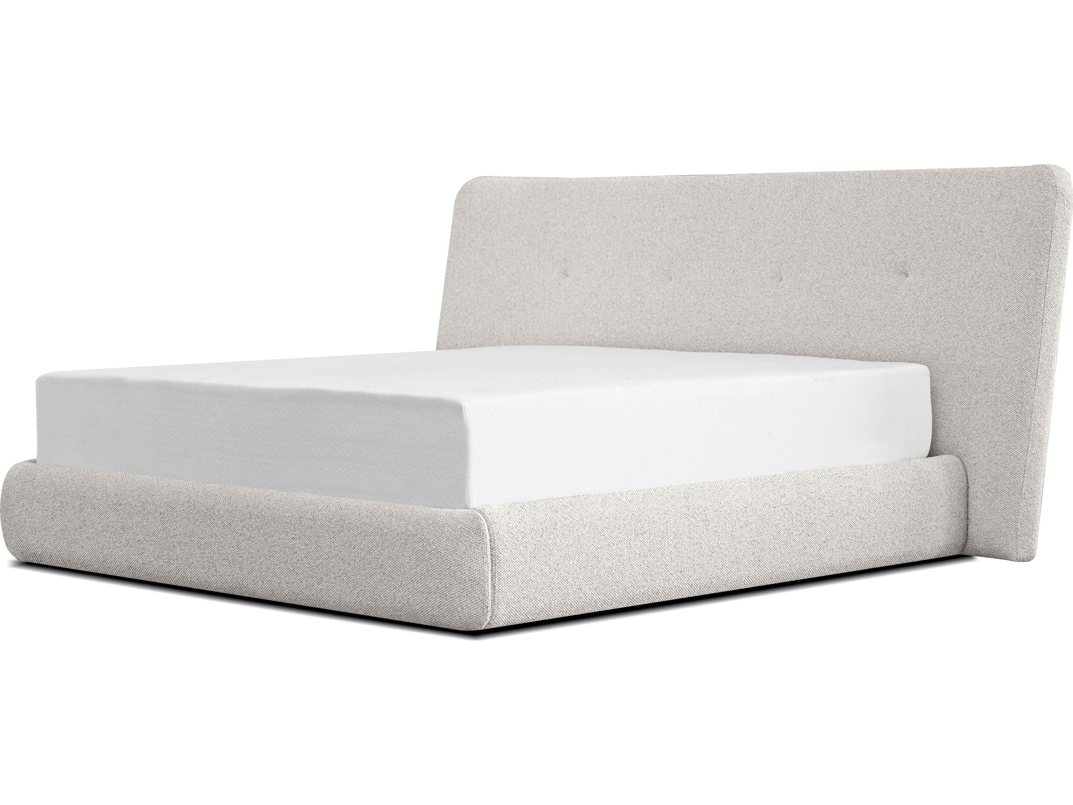 Mobital Sensu Gellar Marble Nubbly Fabric Gray Pine Wood Upholstered Queen Platform Bed