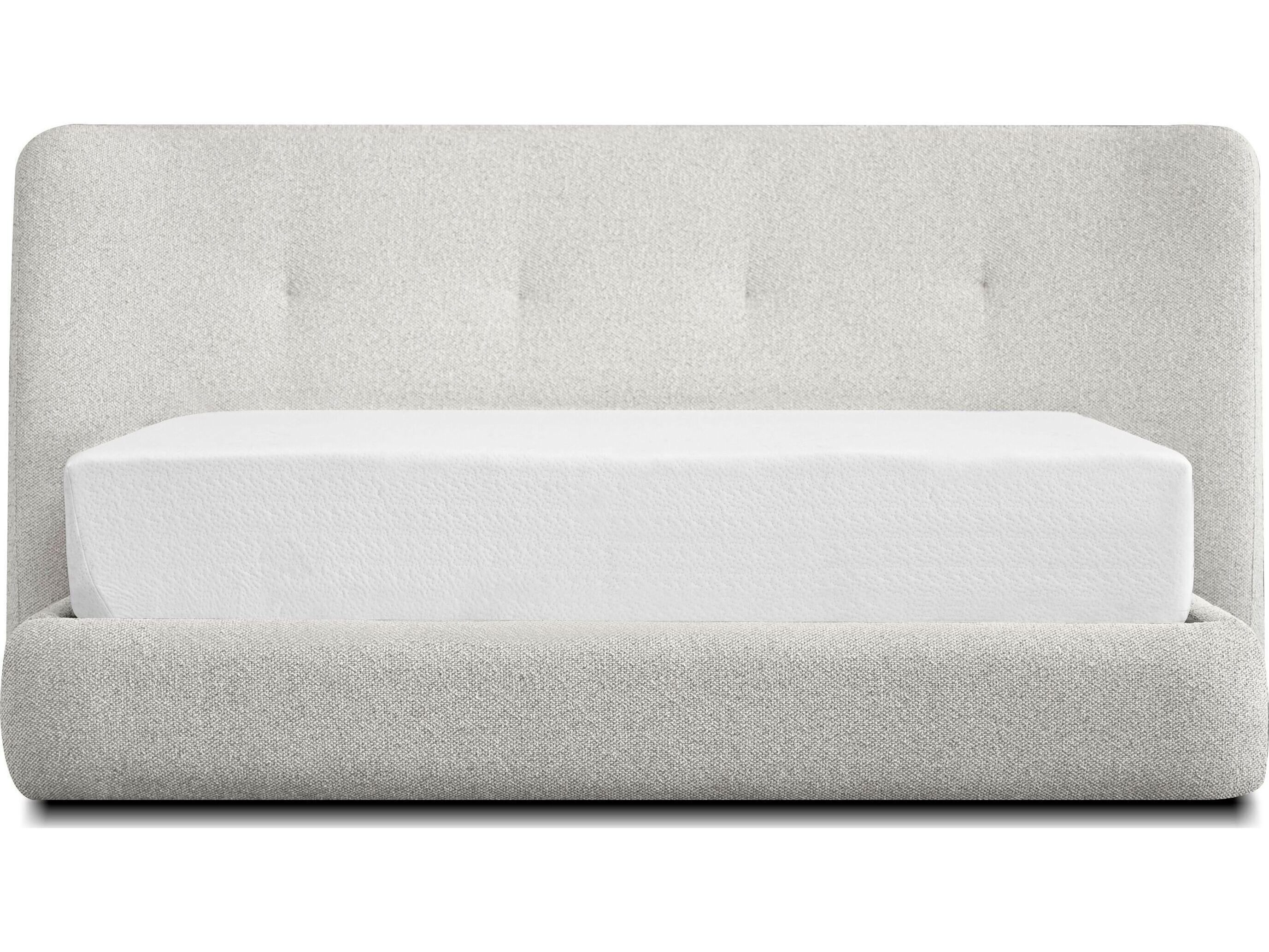 Mobital Sensu Gellar Marble Nubbly Fabric Gray Pine Wood Upholstered Queen Platform Bed