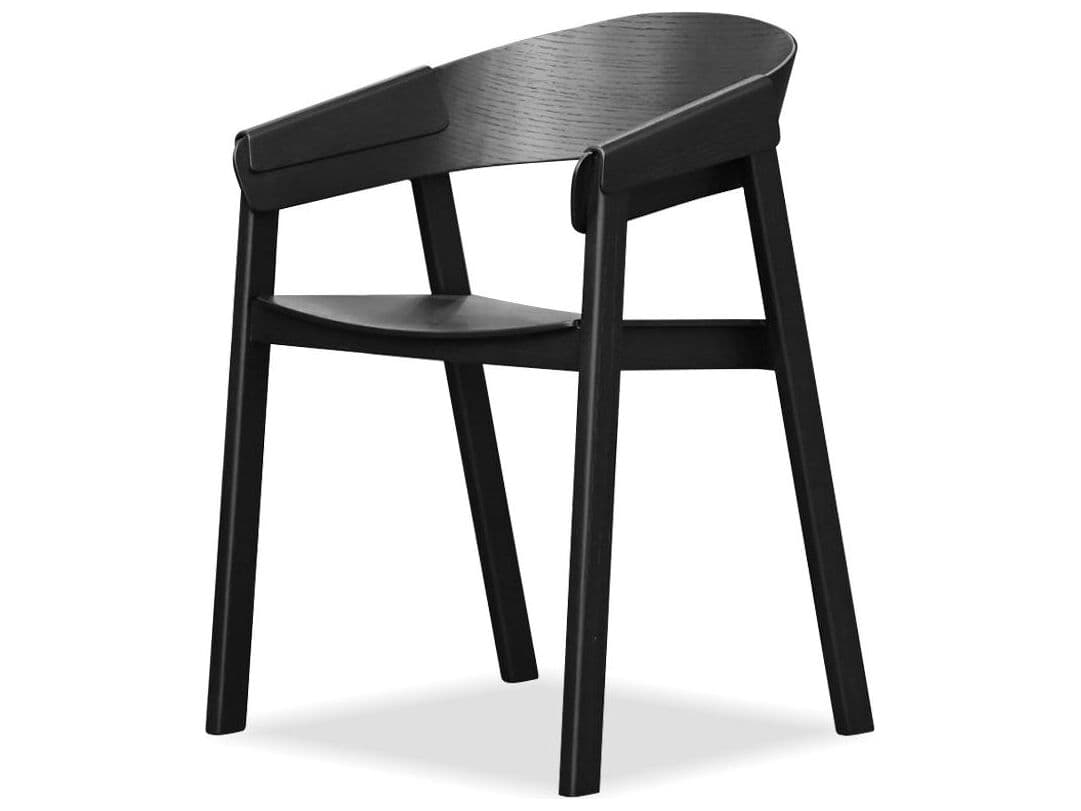 Mobital Alf Oak Wood Black Arm Dining Chair Set of 2
