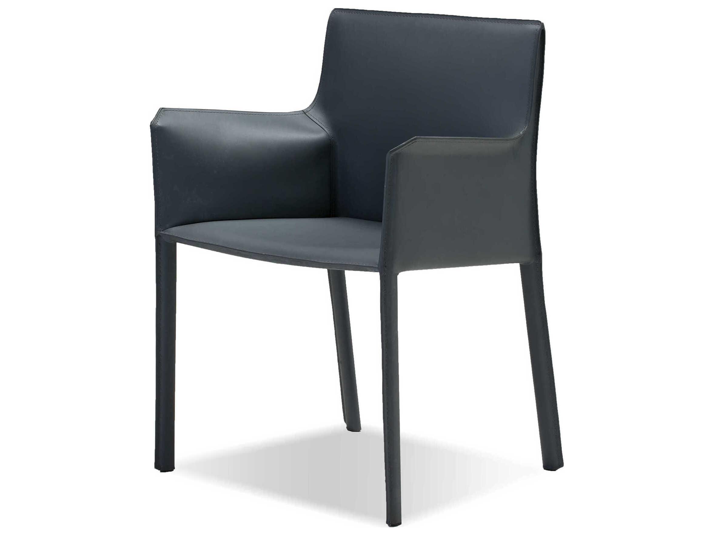Mobital Fleur Gray Leather Arm Dining Chair