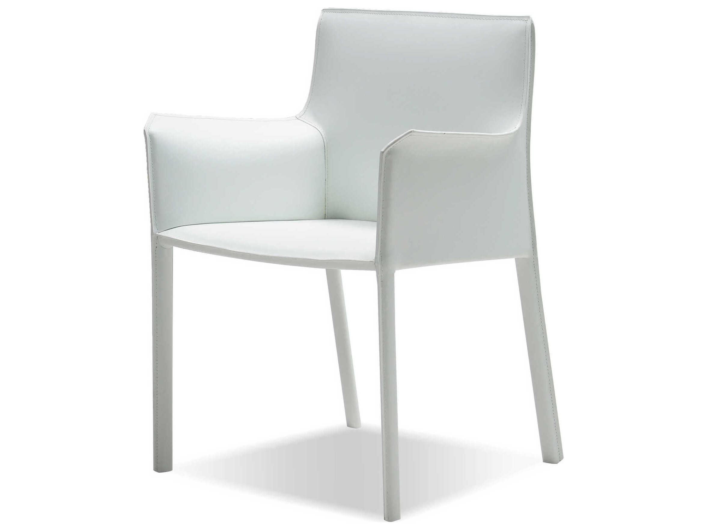 Mobital Fleur White Leather Arm Dining Chair