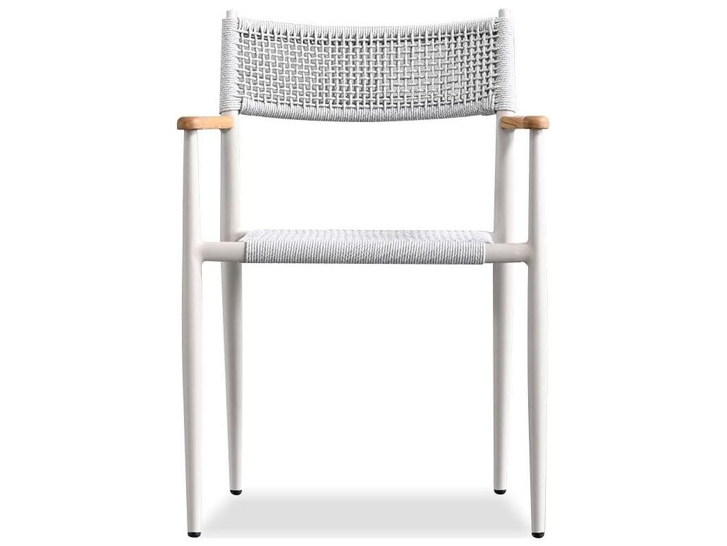 Mobital Kochi Alder Wood White Upholstered Arm Dining Chair