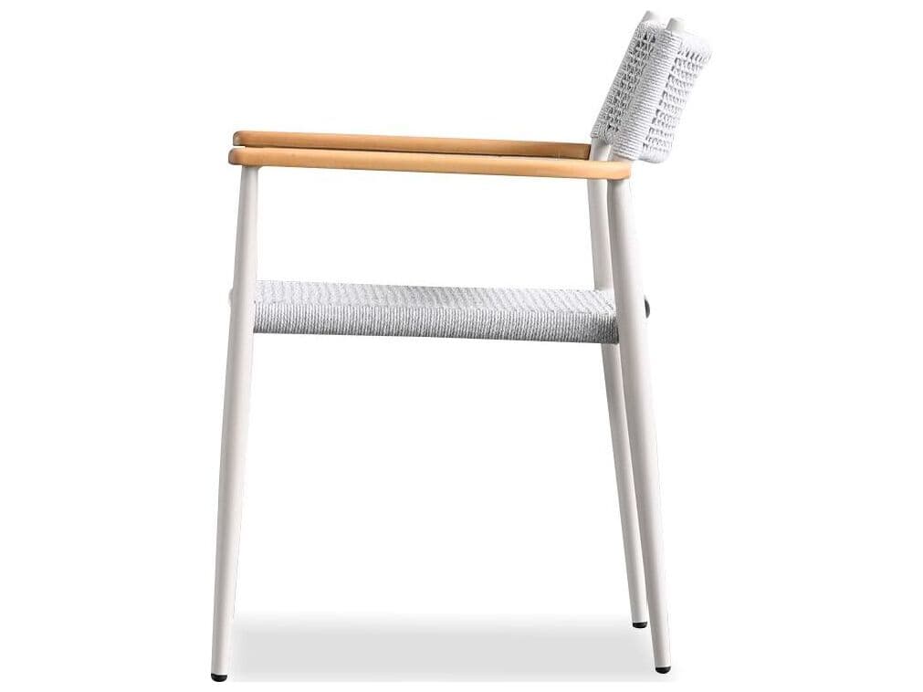 Mobital Kochi Alder Wood White Upholstered Arm Dining Chair