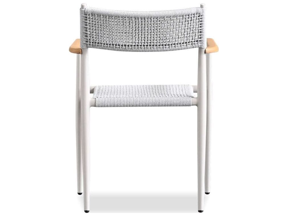 Mobital Kochi Alder Wood White Upholstered Arm Dining Chair