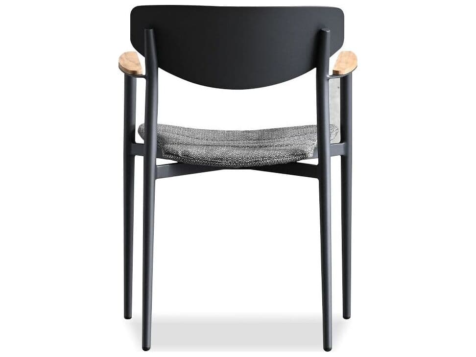 Mobital Noto Teak Wood Black Upholstered Arm Dining Chair