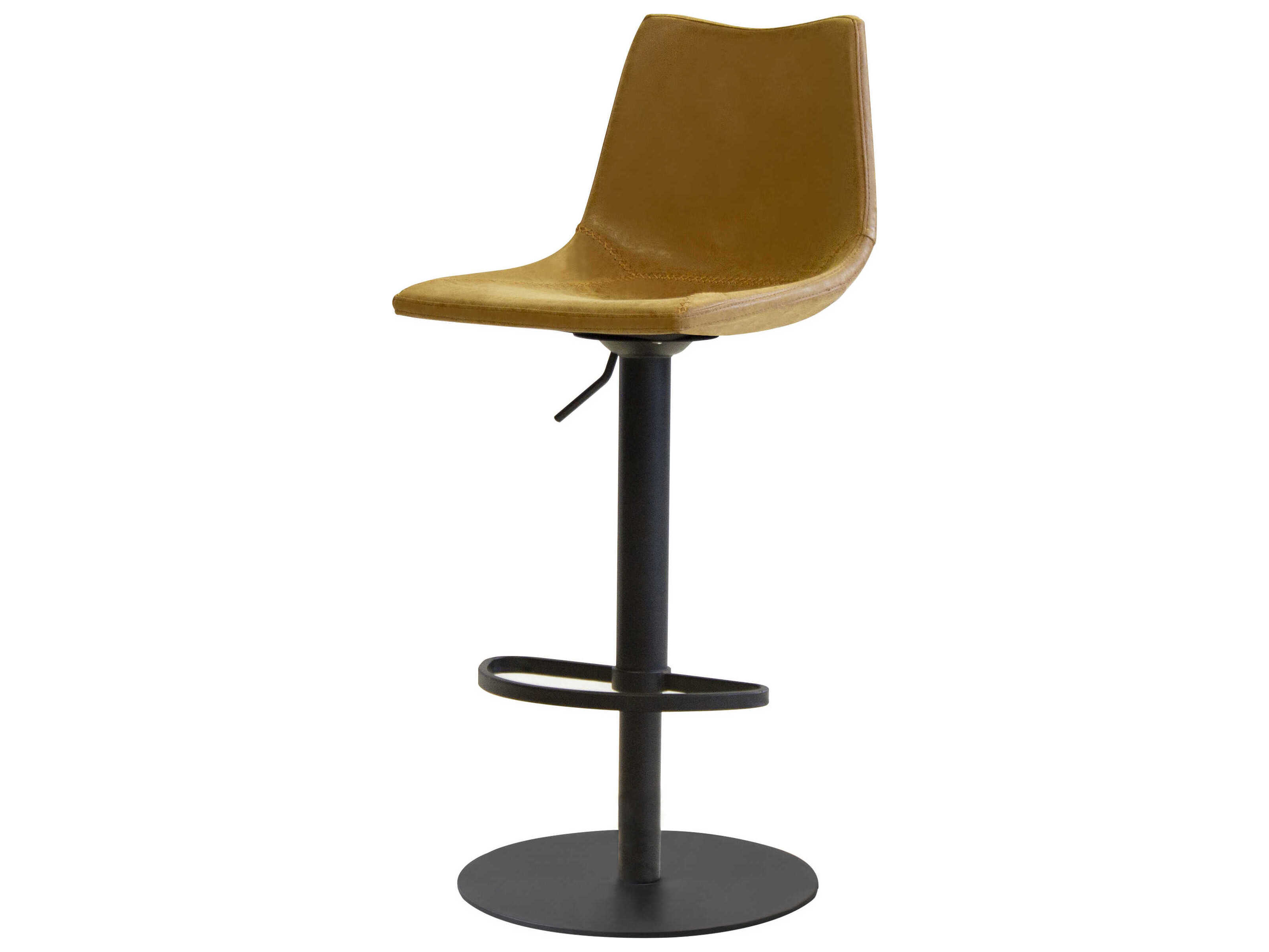 Mobital Derby Retro Tan Black Faux Leather Adjustable Bar Stool