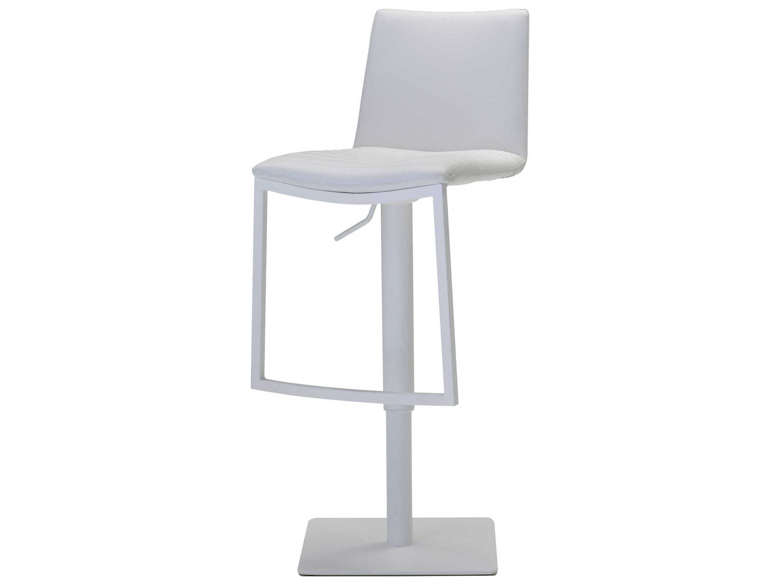Mobital Raven White Faux Leather Adjustable Bar Stool