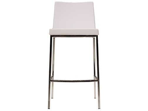 Mobital Weston Pure White Stainless Steel Faux Leather Bar Stool