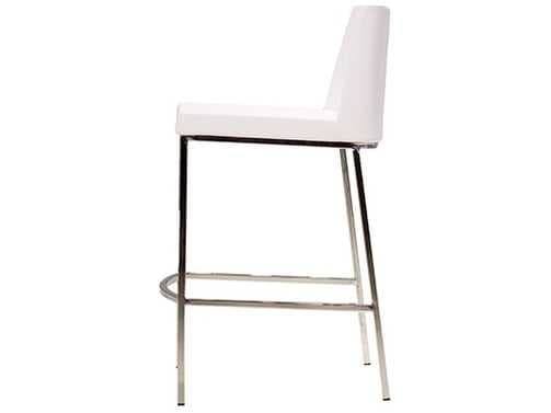 Mobital Weston Pure White Stainless Steel Faux Leather Bar Stool